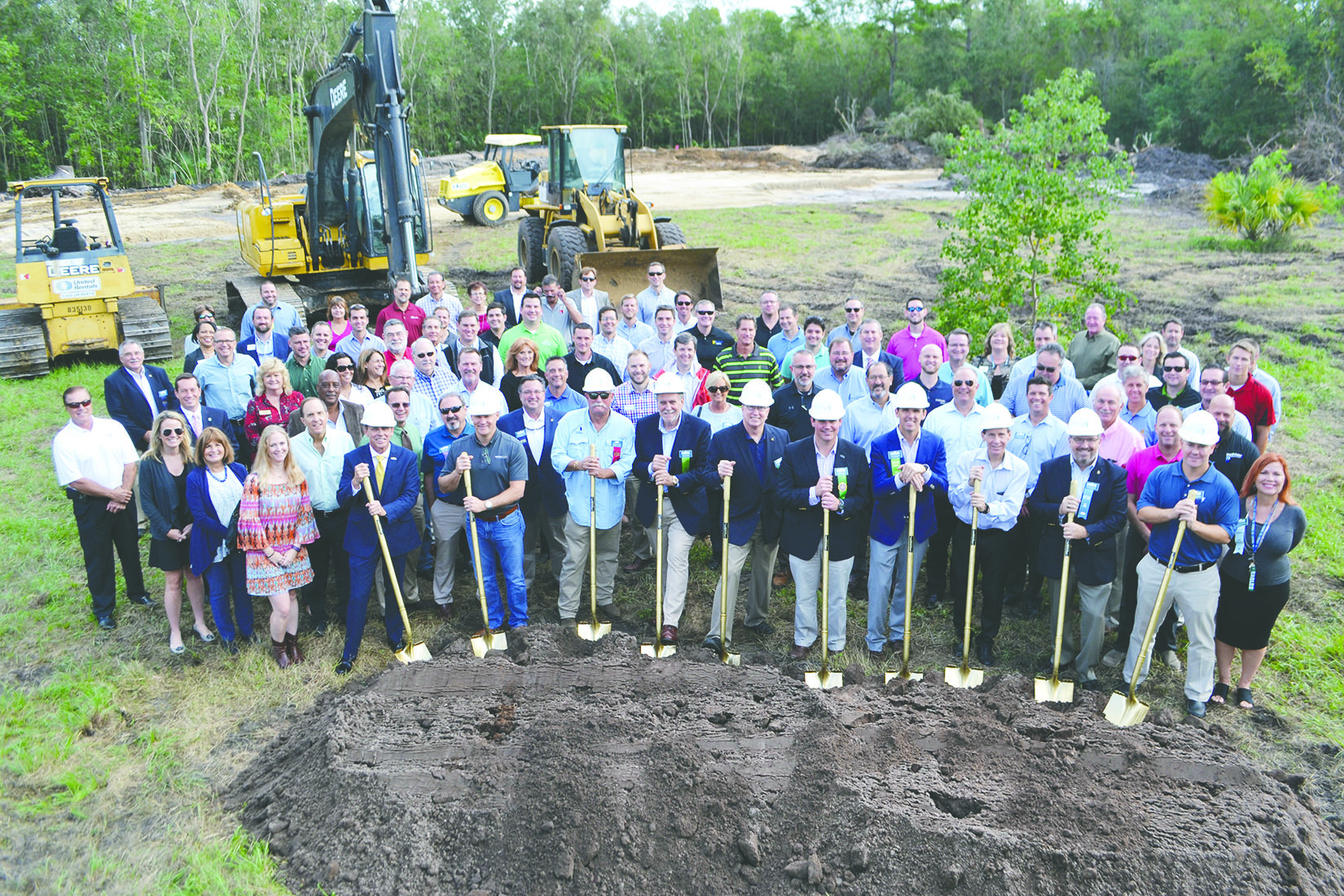 NEFBA officials, elected representatives and others pose for a group photo Oct. 18, 2017, at the groundbreaking ceremony for the new NEFBA building.