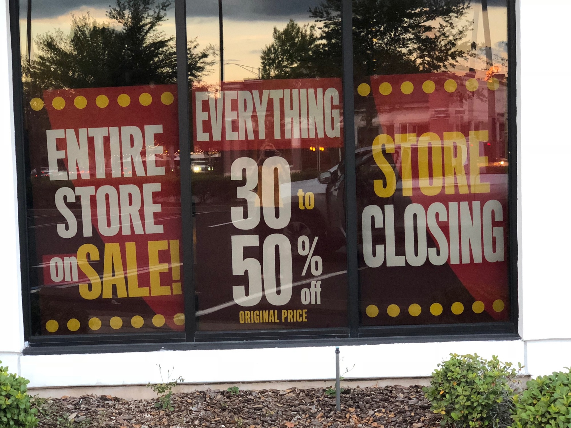Signs at Thomasville furniture at St. Johns Town Center say the store closing.