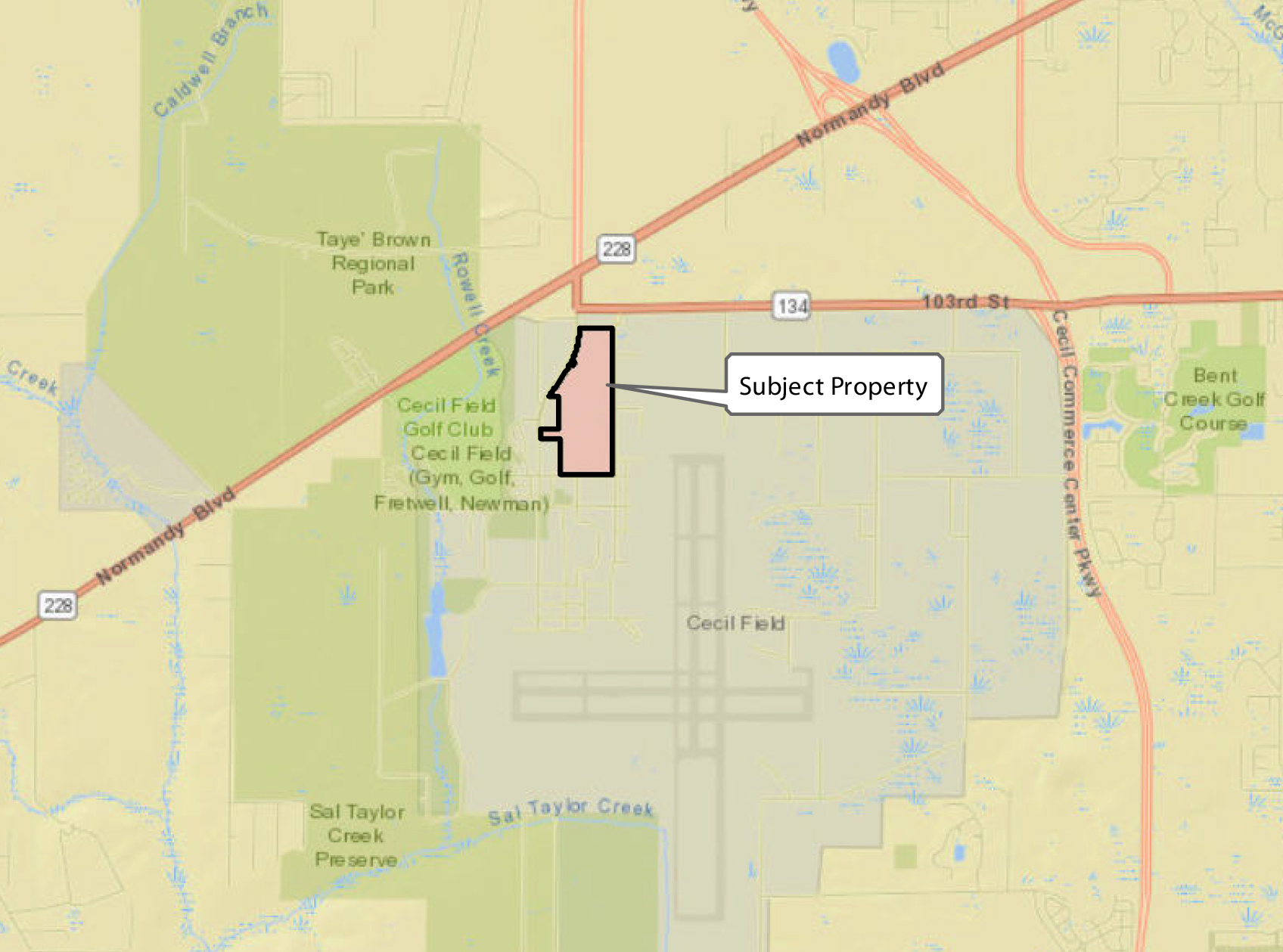 A map of Parcels H and I at AllianceFlorida at Cecil Commerce Center.