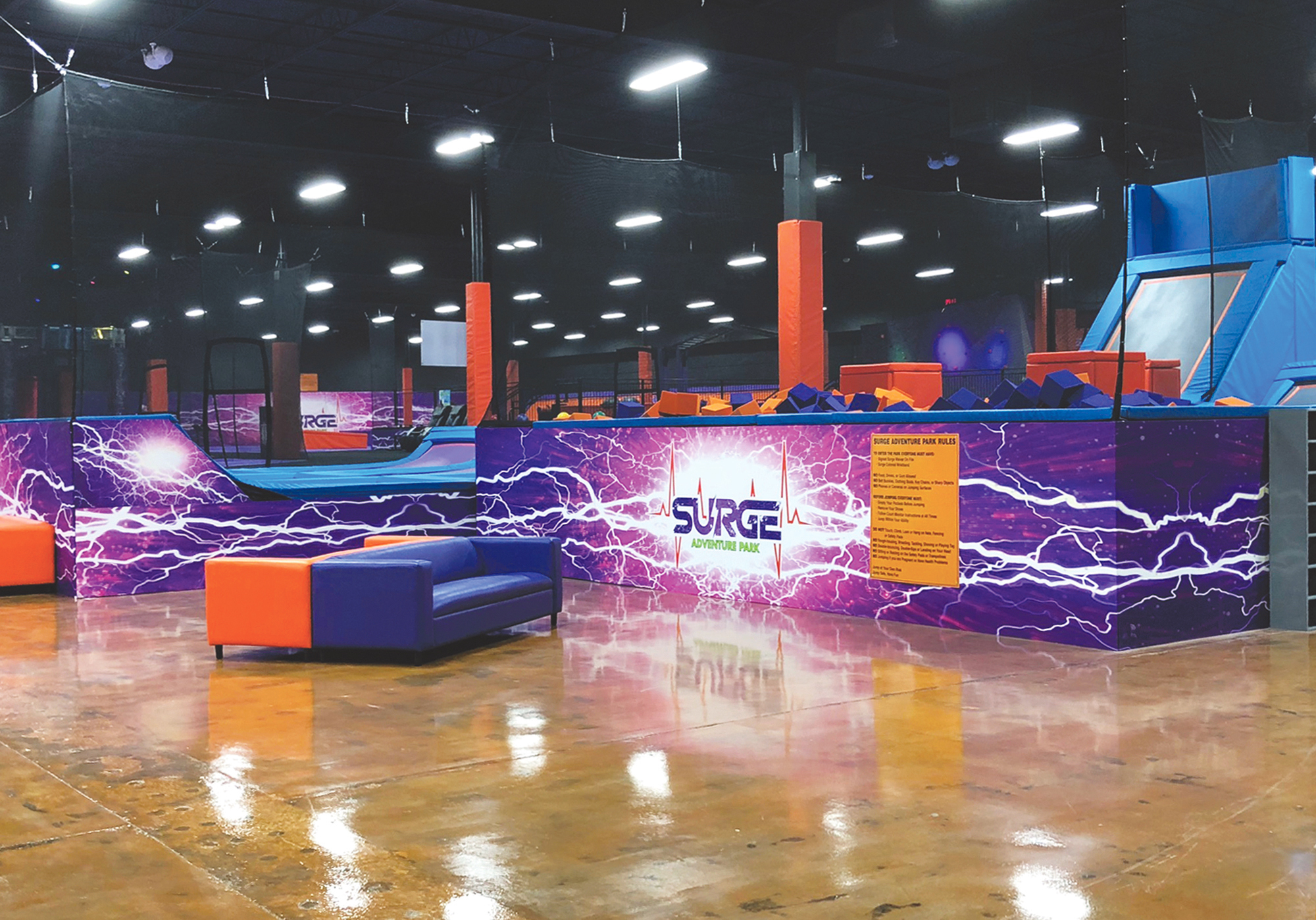 Surge Adventure Park opened in Regency Court Shopping Center, which also is home to an ax-throwing venue and a roller-skating rink.