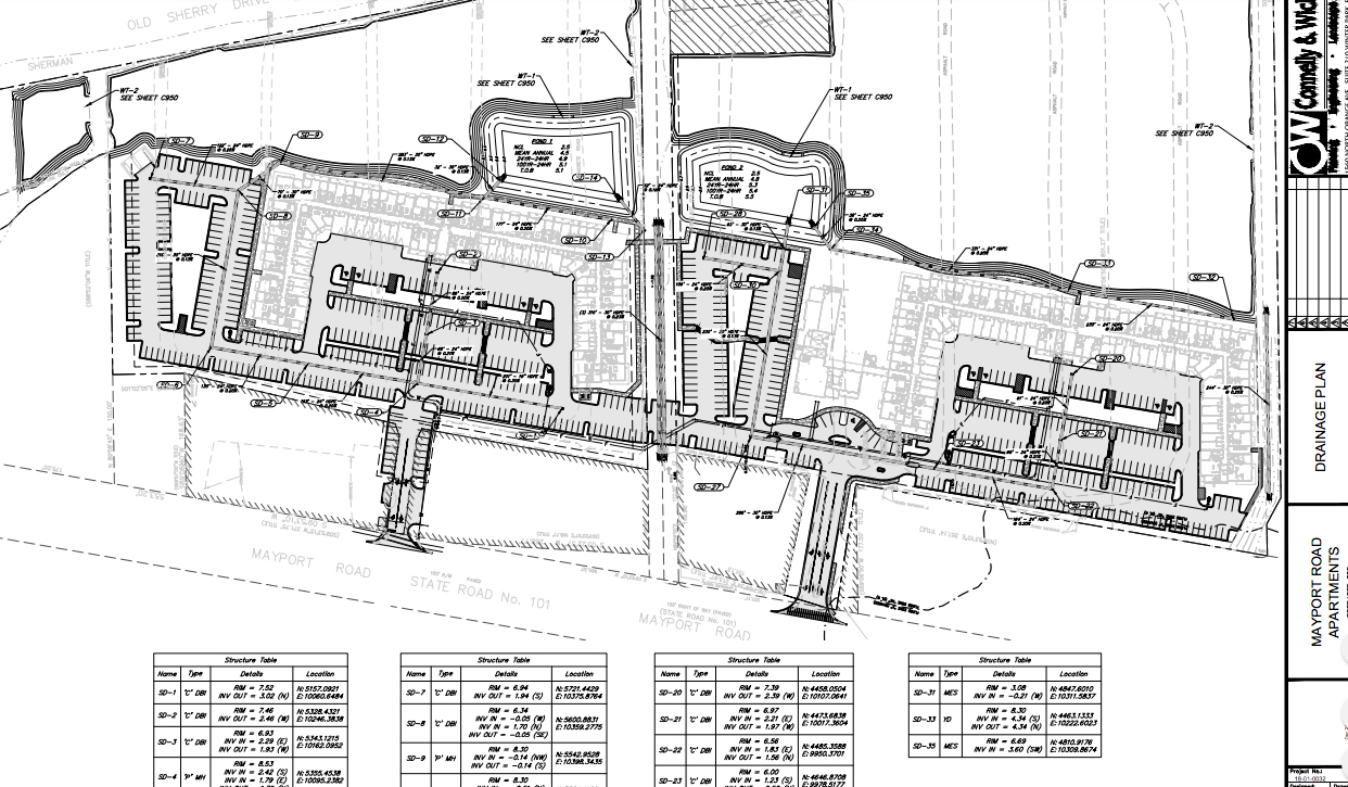 A site plan of the Fiddler's Reef apartments.