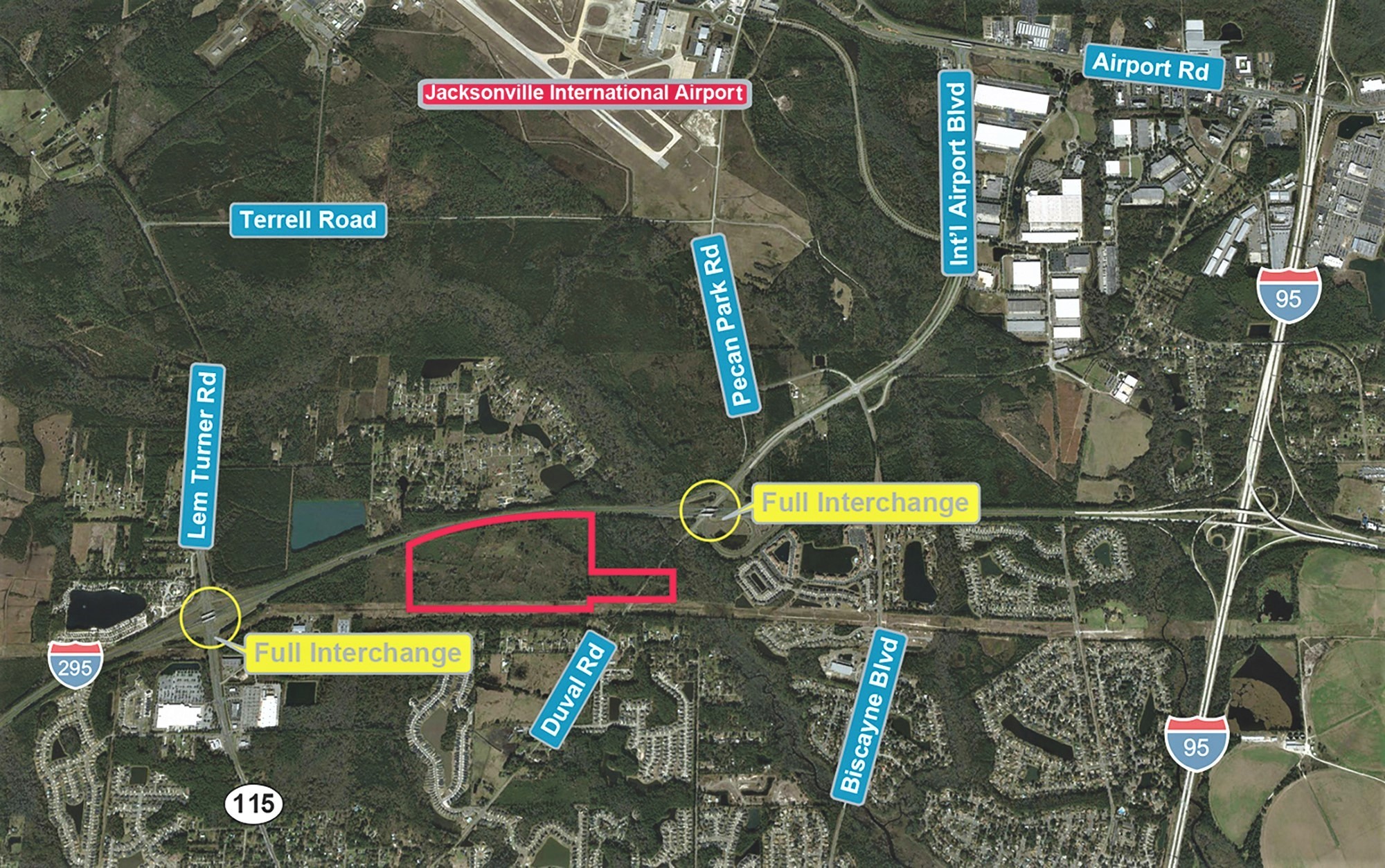 A location map of Park 295 Industrial Park in Northwest Jacksonville.
