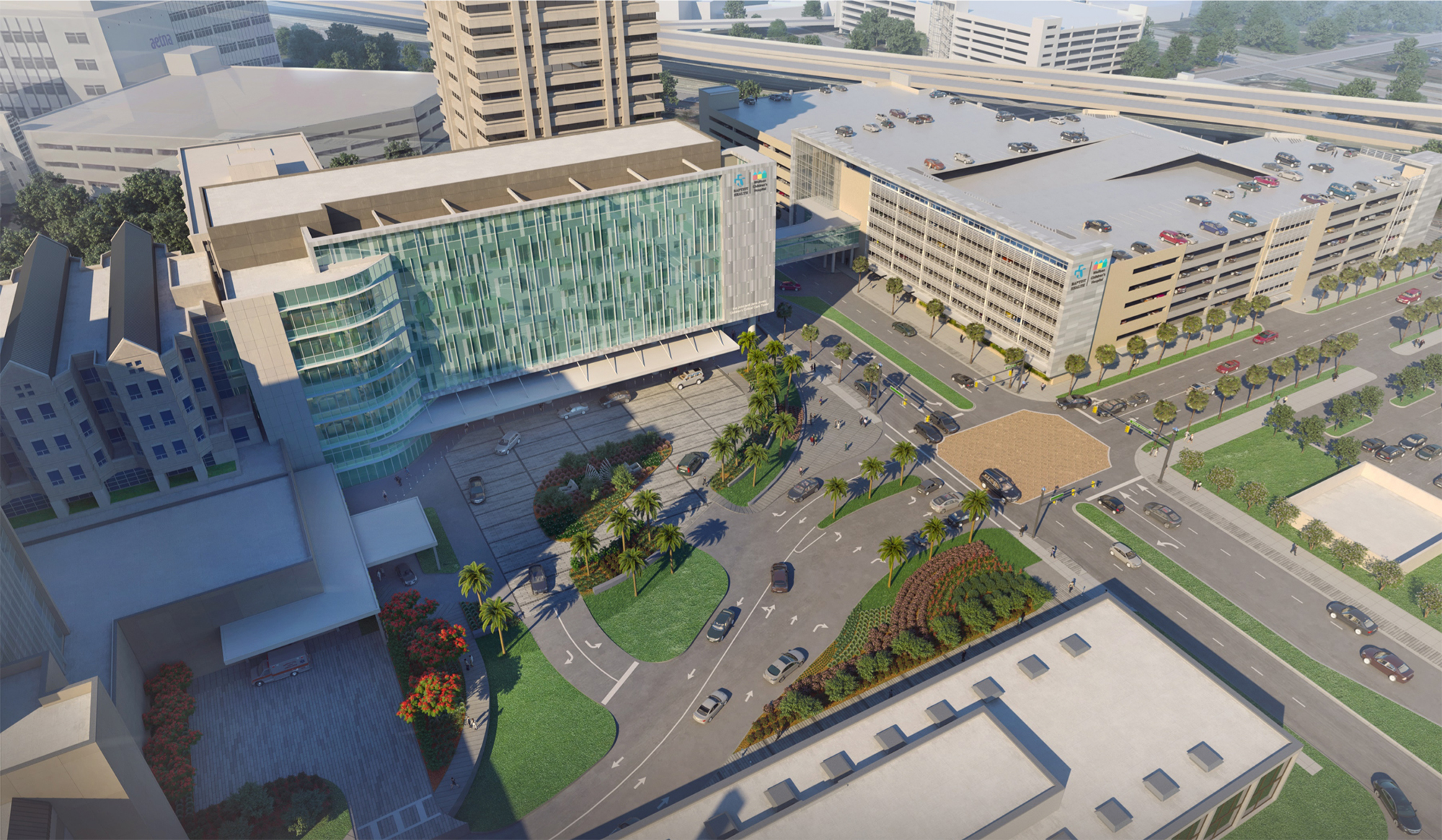 An artist's conception of the seven-story Wolfson Children’s Critical Care Tower.   The tower will become the front entrance to Wolfson Children’s Hospital and Baptist Medical Center Jacksonville.