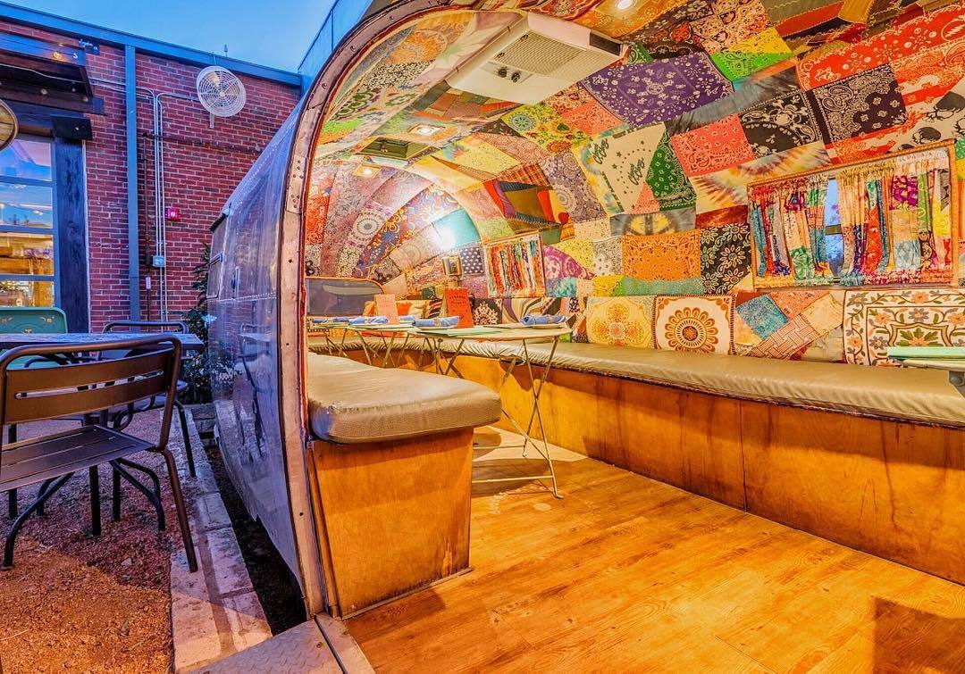 The Ida Claire in Dallas features a decorated Airstream trailer.