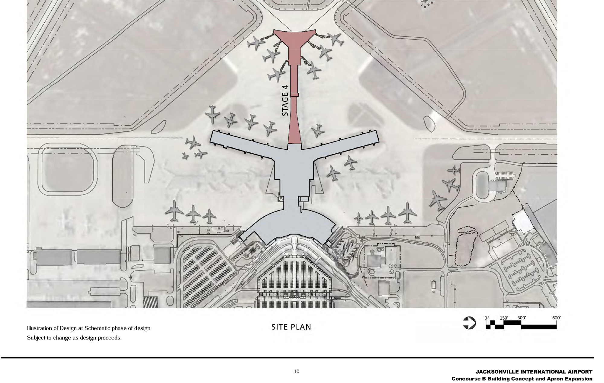The 2011 site plan shows a third concourse at Jacksonville International Airport. The airport scrapped those plans because of low demand, but is seeking new plans.