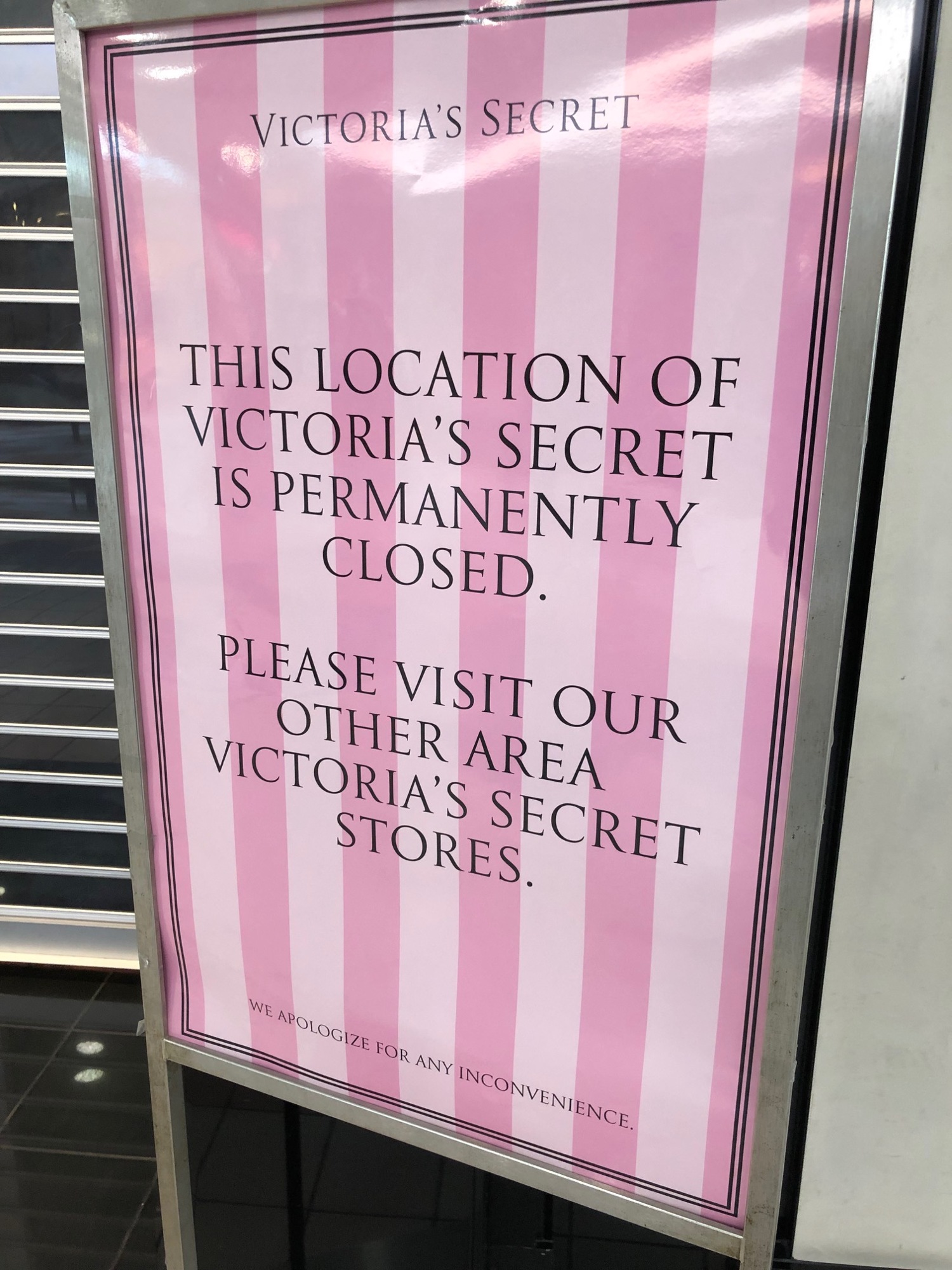 Victoria's Secret closing notice at Regency Square Mall.