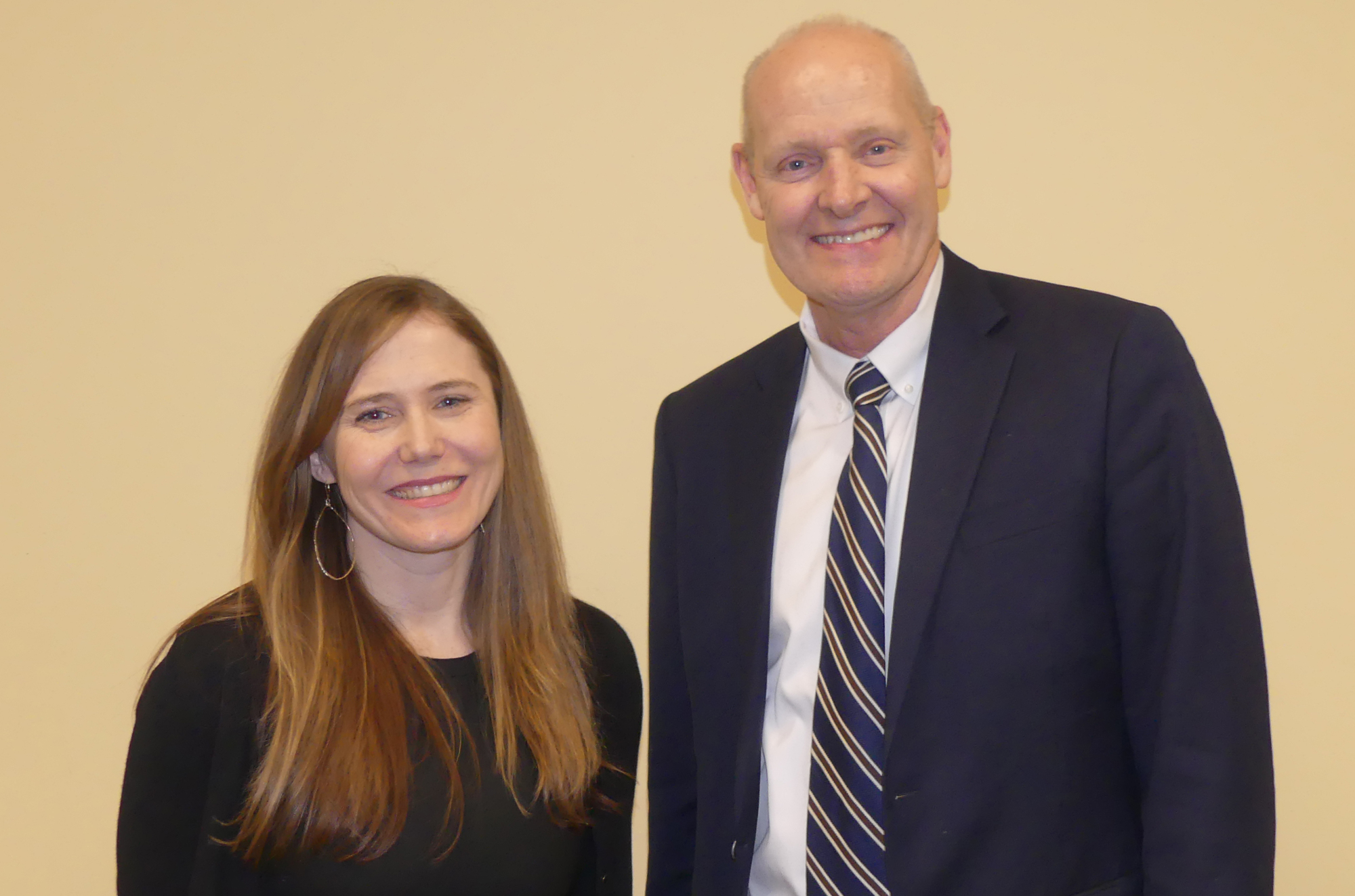 April Lane, perishables, private label and pickup category leader at AmazonFresh and Prime Now, and Jacksonville University Davis College of Business Dean Don Capener.