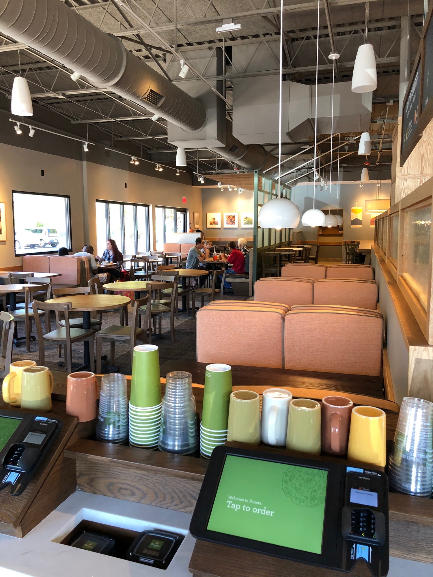 Panera Bread renovated the interior of the former Applebee’s and added a drive-thru.