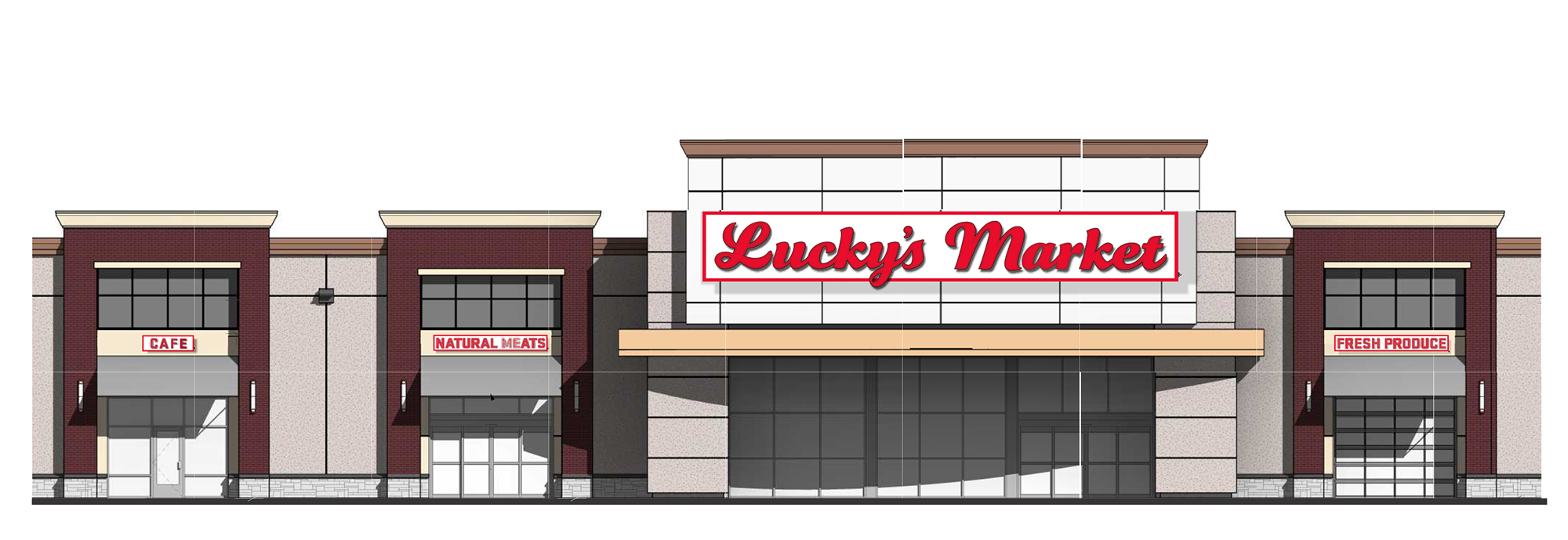 A rendering of the new Lucky's Market at Oakleaf Station.
