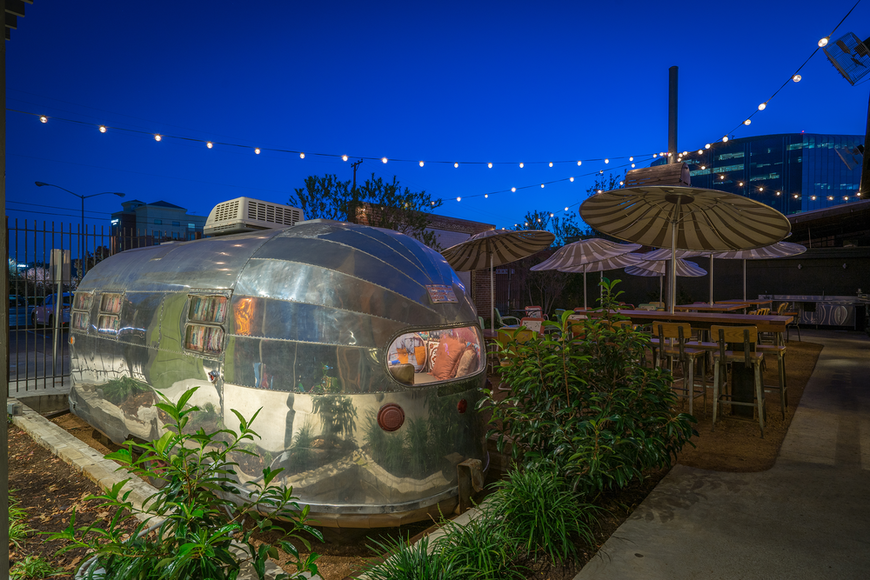 The Ida Claire in Dallas features a decorated Airstream trailer.