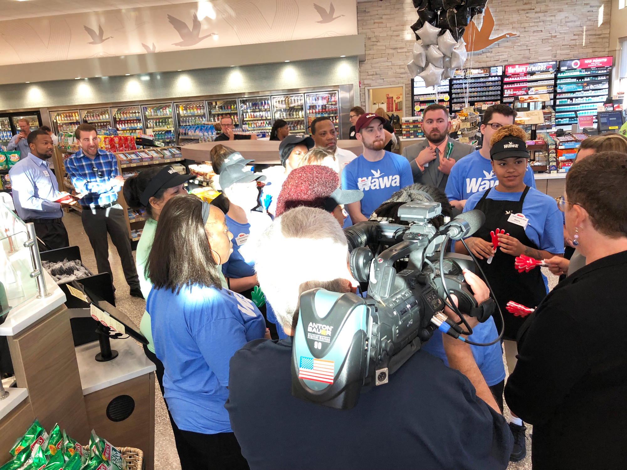 Crowds pack the Wawa grand opening at 2500 Monument Road in East Arlington.