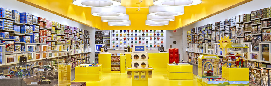 Like its bricks, the inside of a Lego store is a colorful place.
