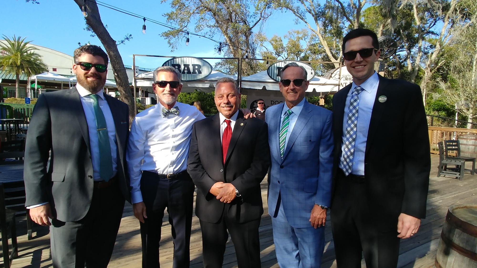 From left, Dan Hilbert of Canan Law, 7th Judicial Circuit Judge Charles Tinlin, 7th Circuit State Attorney R.J. Larizza, Patrick Canan of Canan Law and Hunter Conrad, St. Johns County Clerk of Court, at the Canan Law benefit.