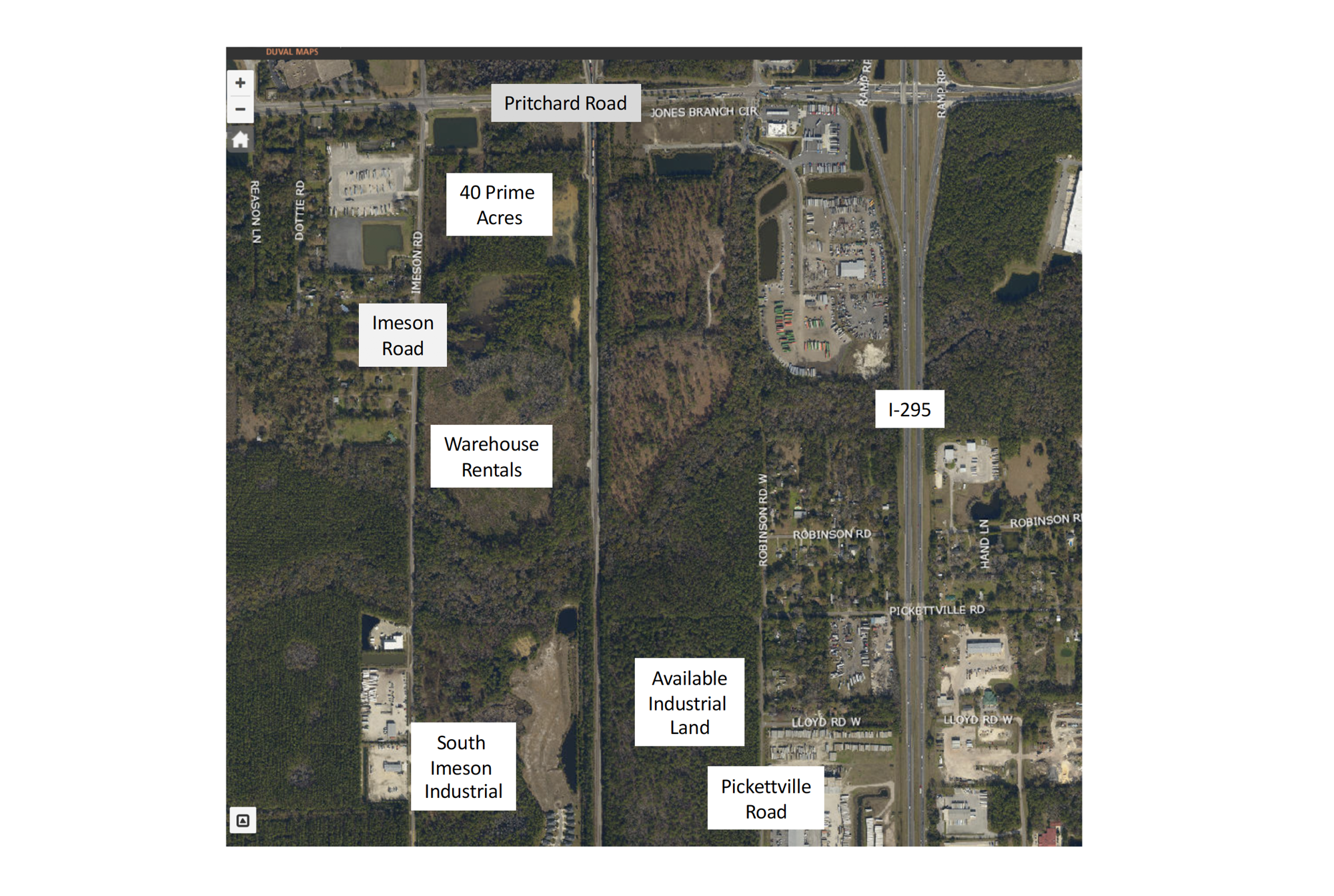 A map of the Allen Land Group Inc. development area.