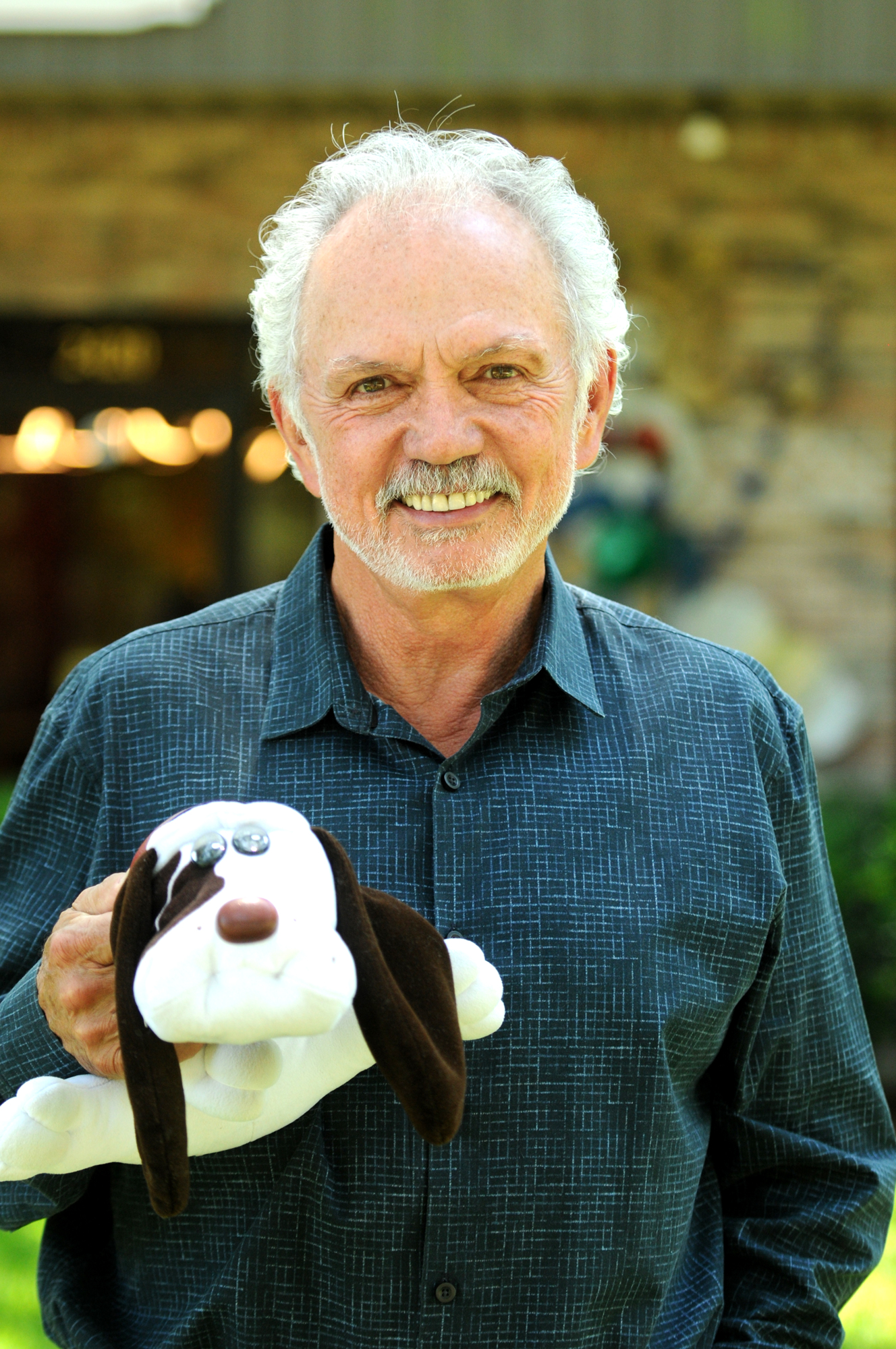 Mike Bowling, the creator of Pound Puppies, with one of his creations.