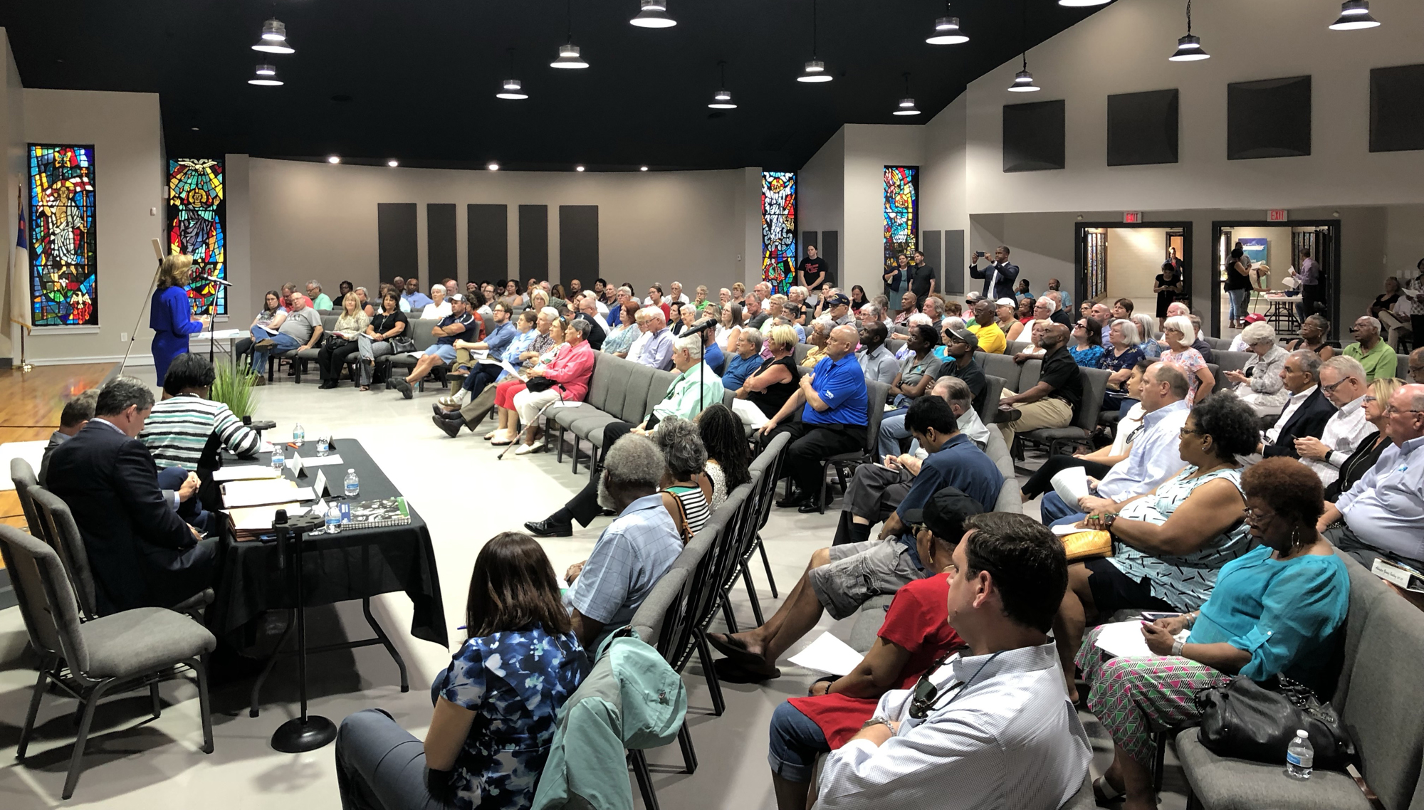 City officials discussed the Renew Arlington Community Redevelopment Area plan Tuesday at a public forum with  business owners at River City Baptist Church.