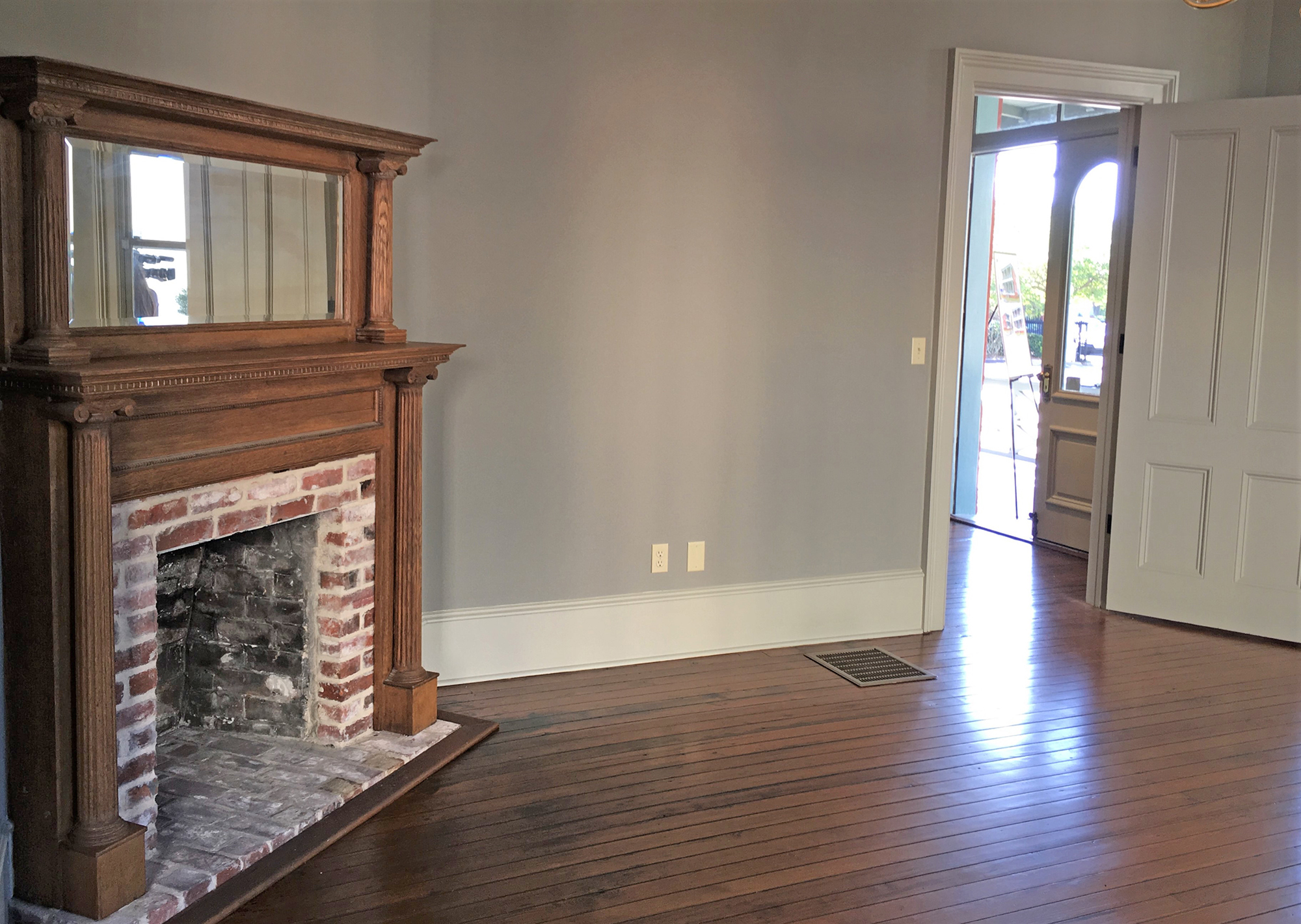 This first-floor room with a double hearth will be turned into a museum to honor Brewster Hospital and its nursing school.