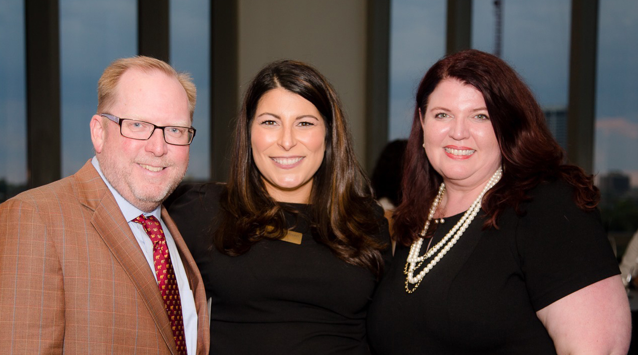 The Florida Bar President-elect John Stewart, Jacksonville Women Lawyers Association President Jamie Karpman and Renee Thompson.