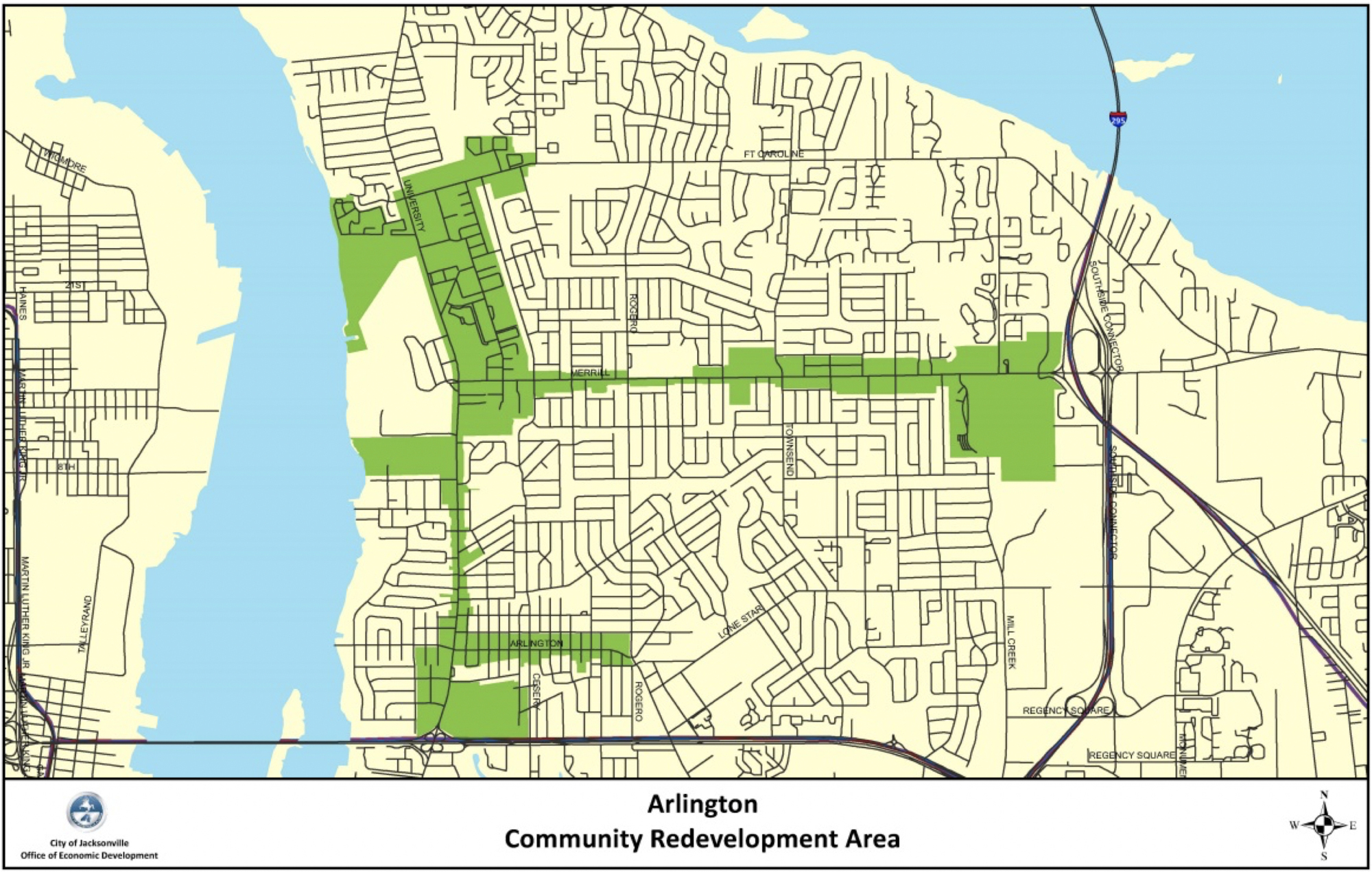 A map of the proposed proposed Renew Arlington CRA Zoning Overlay.