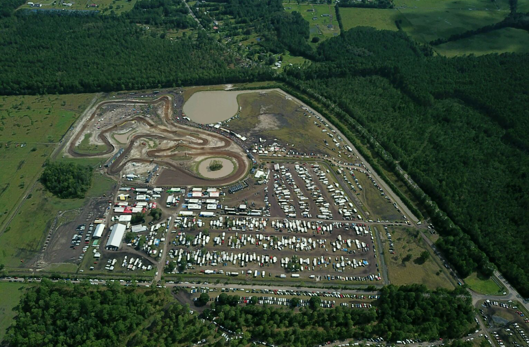 An aerial view of WW Motocross on 145 acres at the WW Ranch in the Whitehouse area of West Jacksonville during an event in 2017.