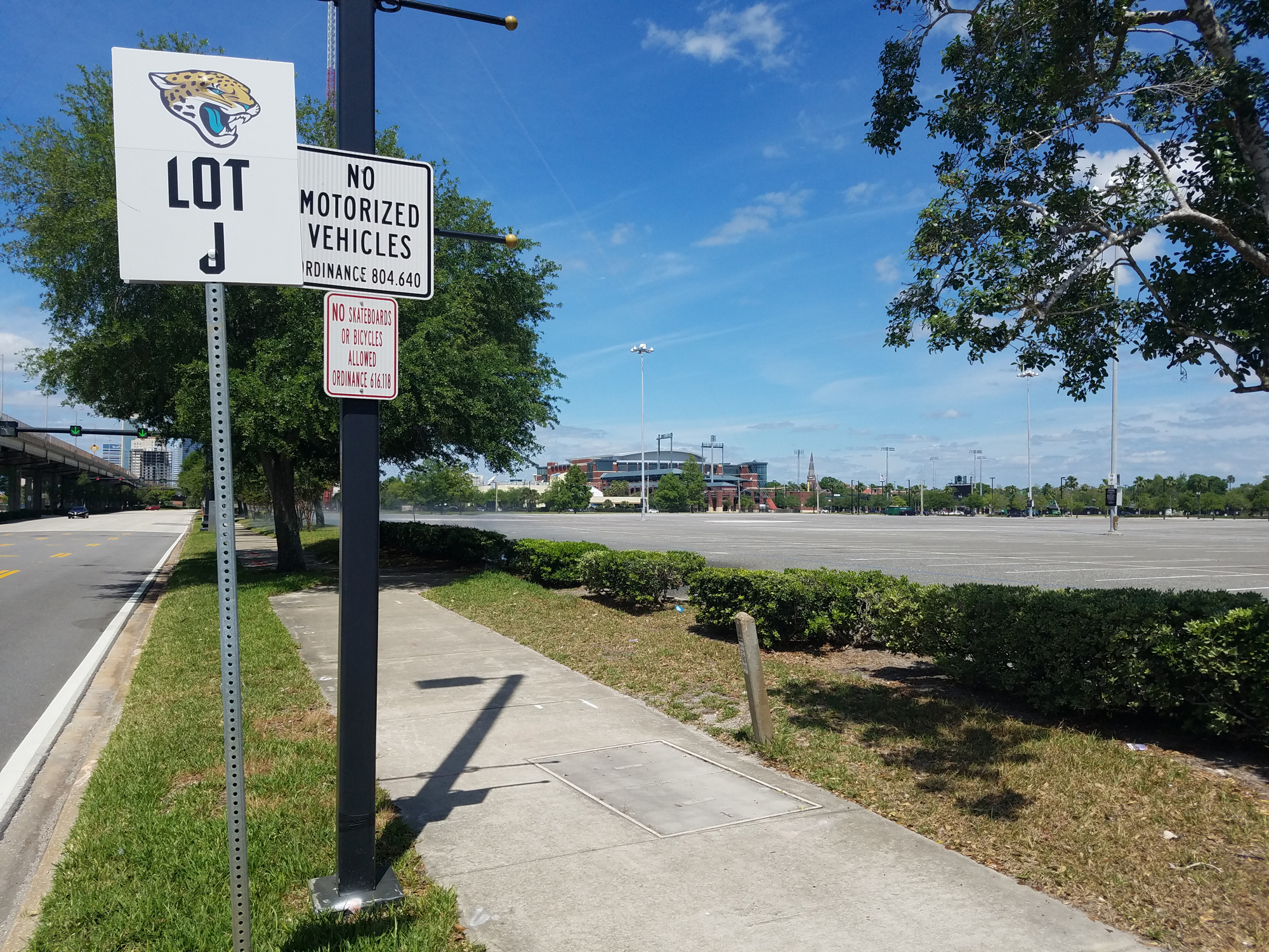 Lot J is west of TIAA Bank Field and along Gator Bowl Boulevard.