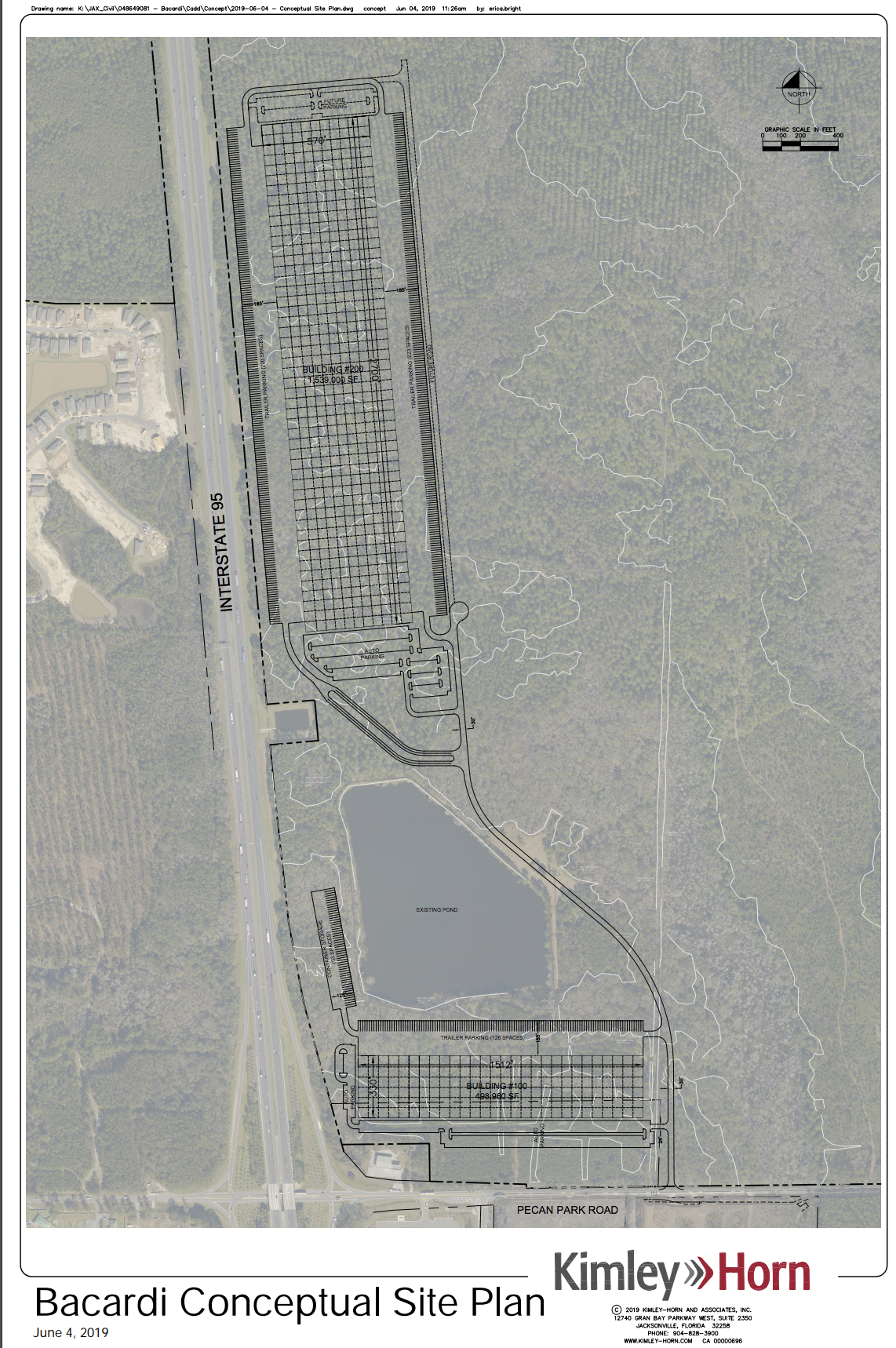 Benderson’s plans show the 499,000-square-foot Building 100 and the almost 1.54 million-square-foot Building 200. 