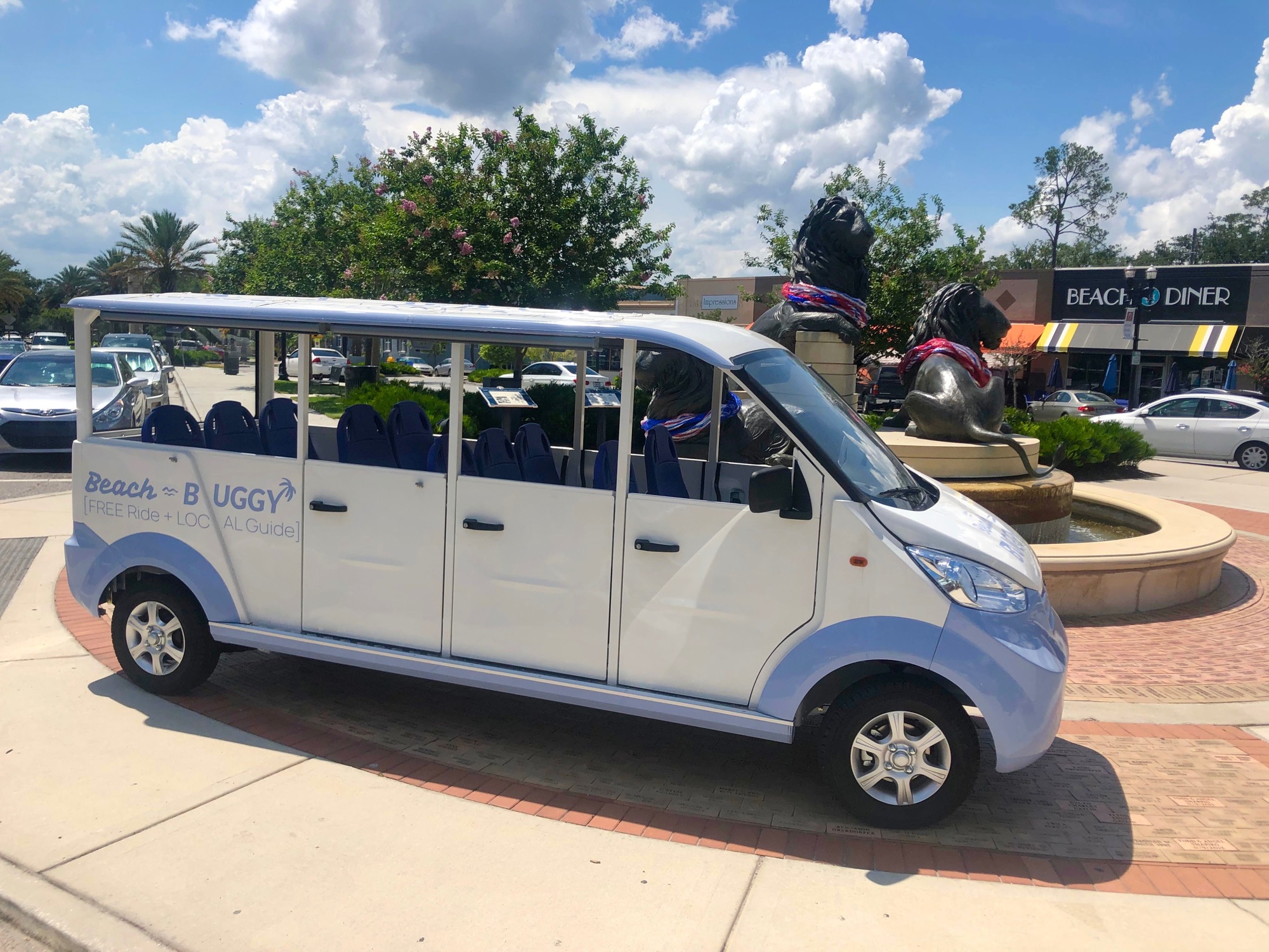 The buggies can travel up to 25 mph and are treated on the road as another vehicle.