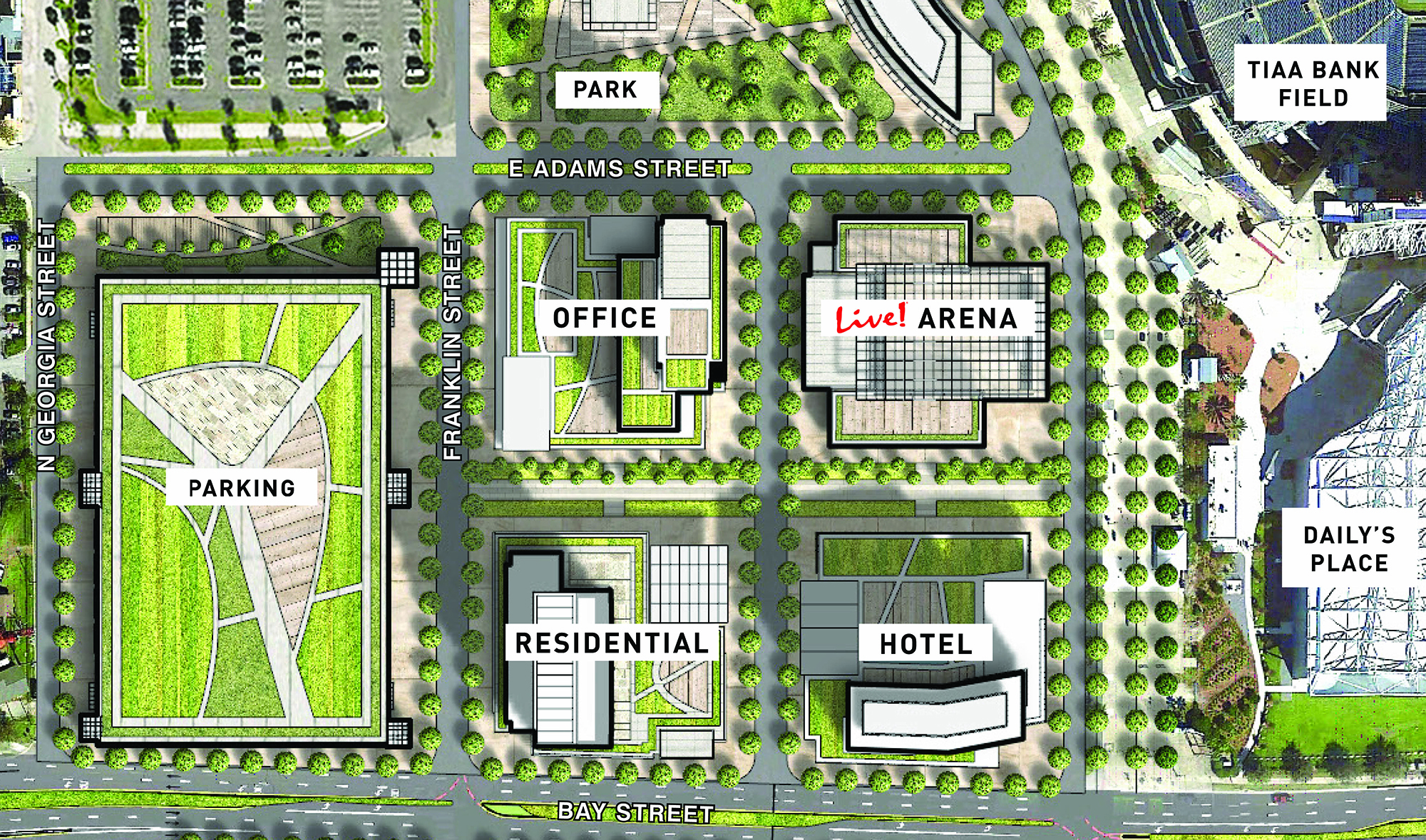 A map of the Lot J development released by the Jacksonville Jaguars in April.