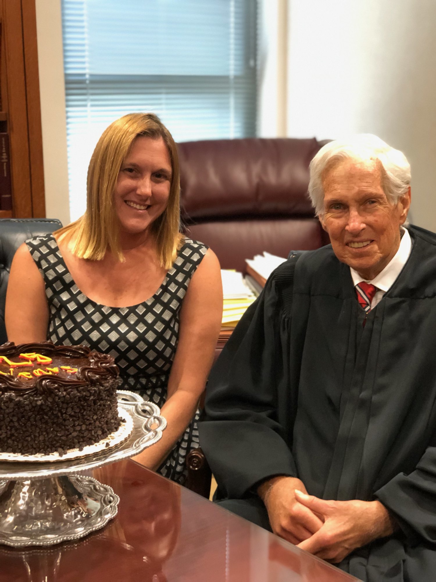 Judge Paul Glenn and Kristyn Leederken, his law clerk.