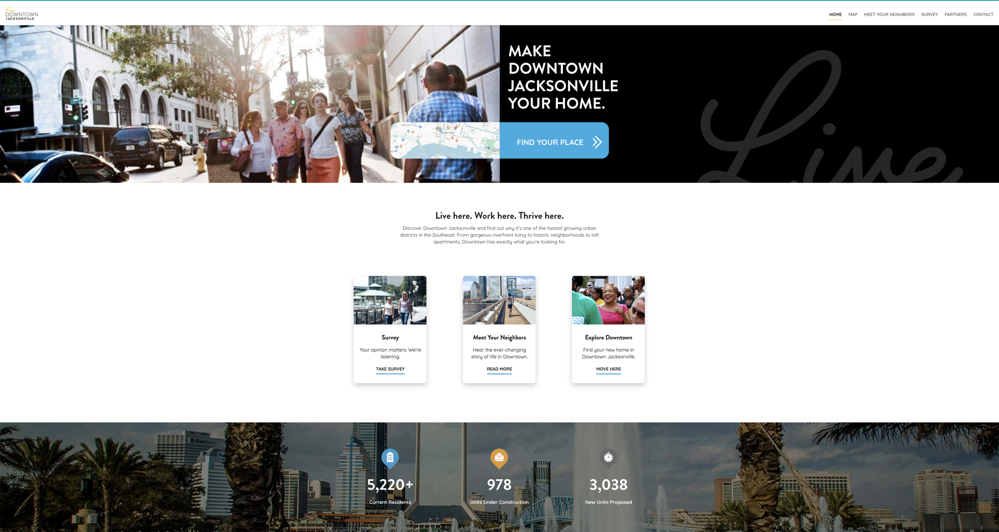 The website, designed by Wingard, shows users all current and future residential options in Downtown. 