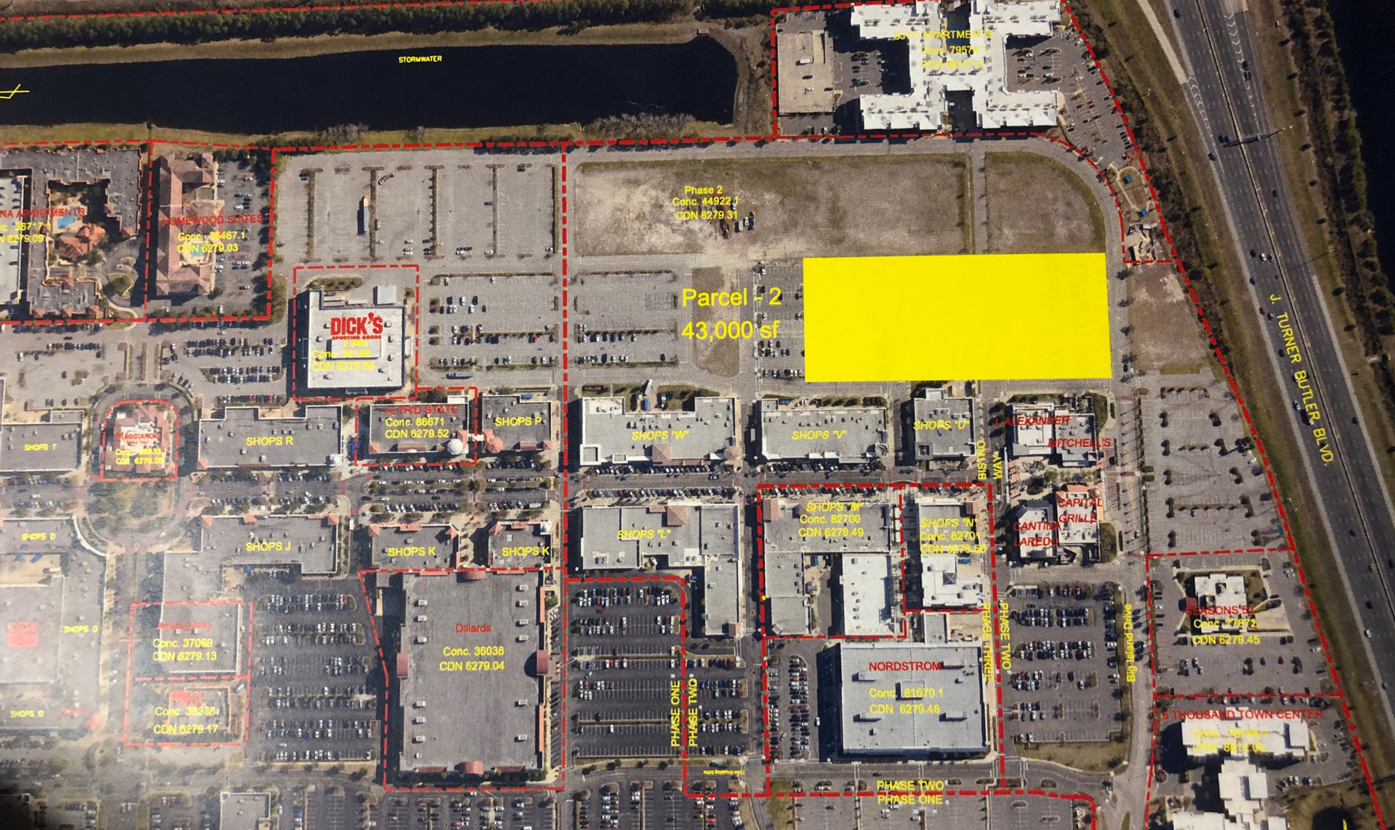 The expansion plans for St. Johns Town Center are mainly in the southeast corner of the shopping center.