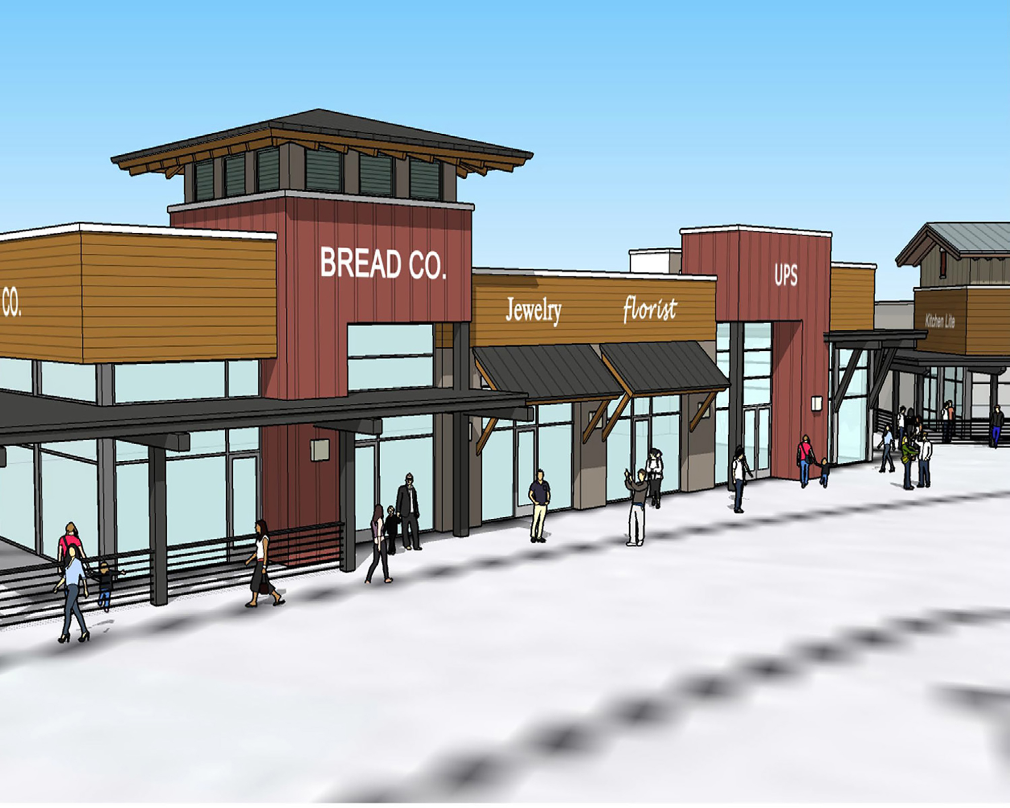 An artist's rendering of the Crossings at Wildlight shopping center.
