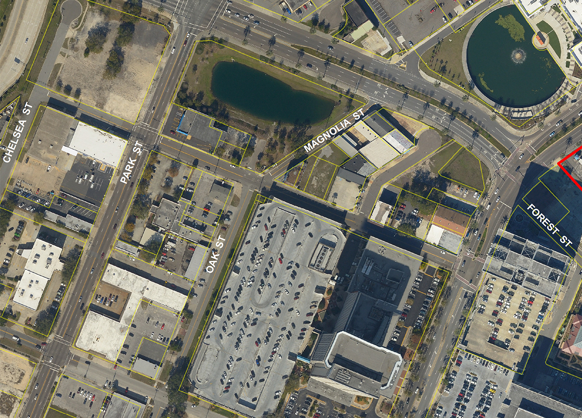 A retention pond now sits on the site of the new Florida Blue parking garage.