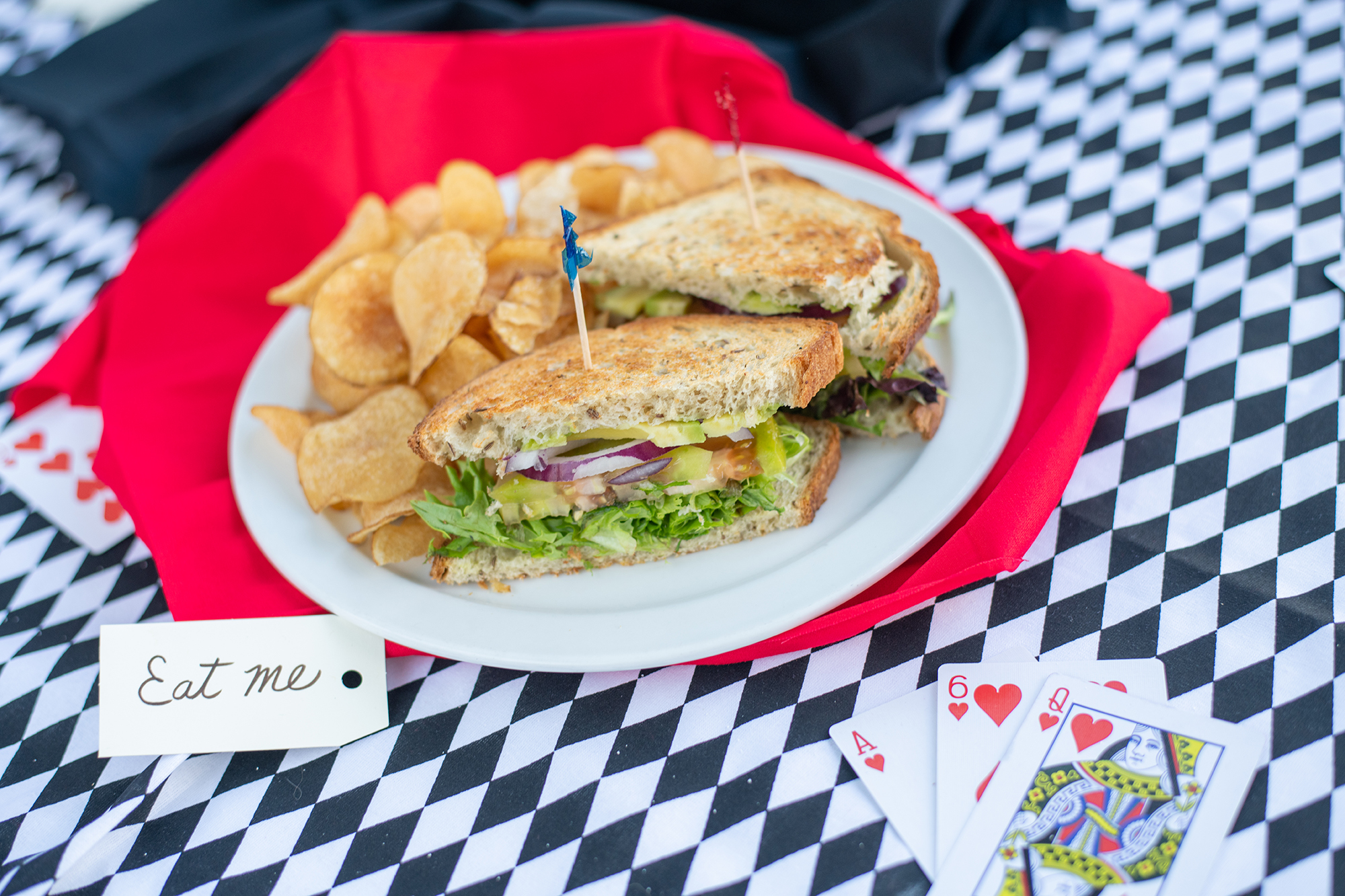 Sandwiches include the “Mad Hatters favorite” cucumber.