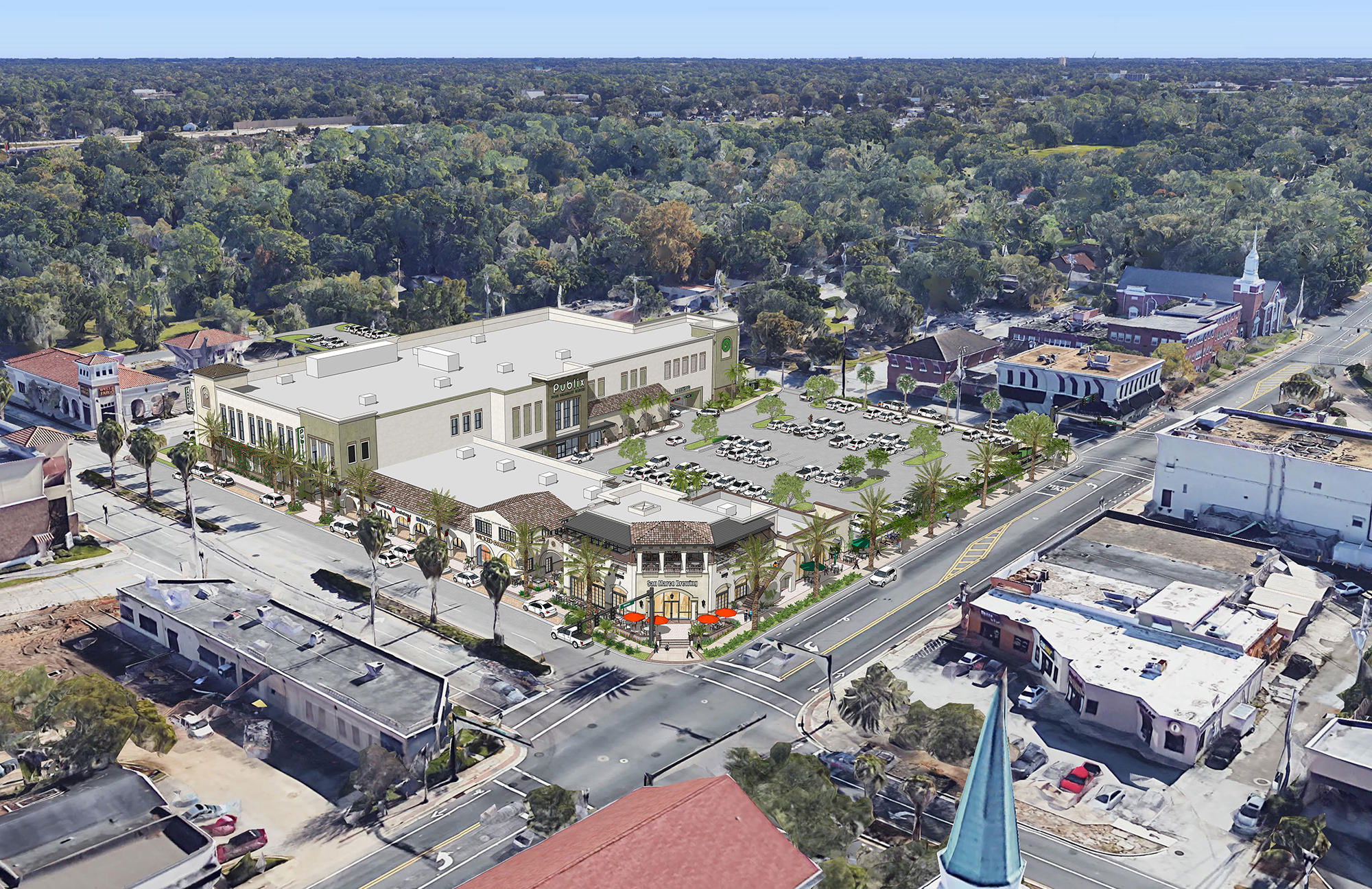 East San Marco at Atlantic Boulevard and Hendricks Avenue will feature restaurants, shops, multifamily housing and a Publix supermarket.