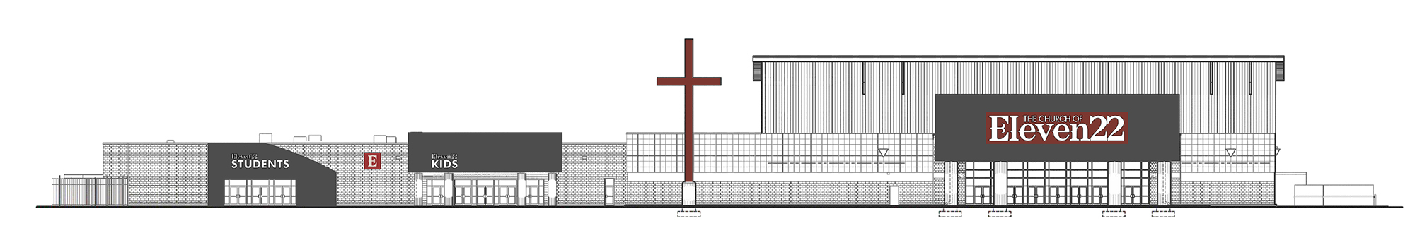 A rendering of The Church of Eleven22 campus at 14286 Beach Blvd.