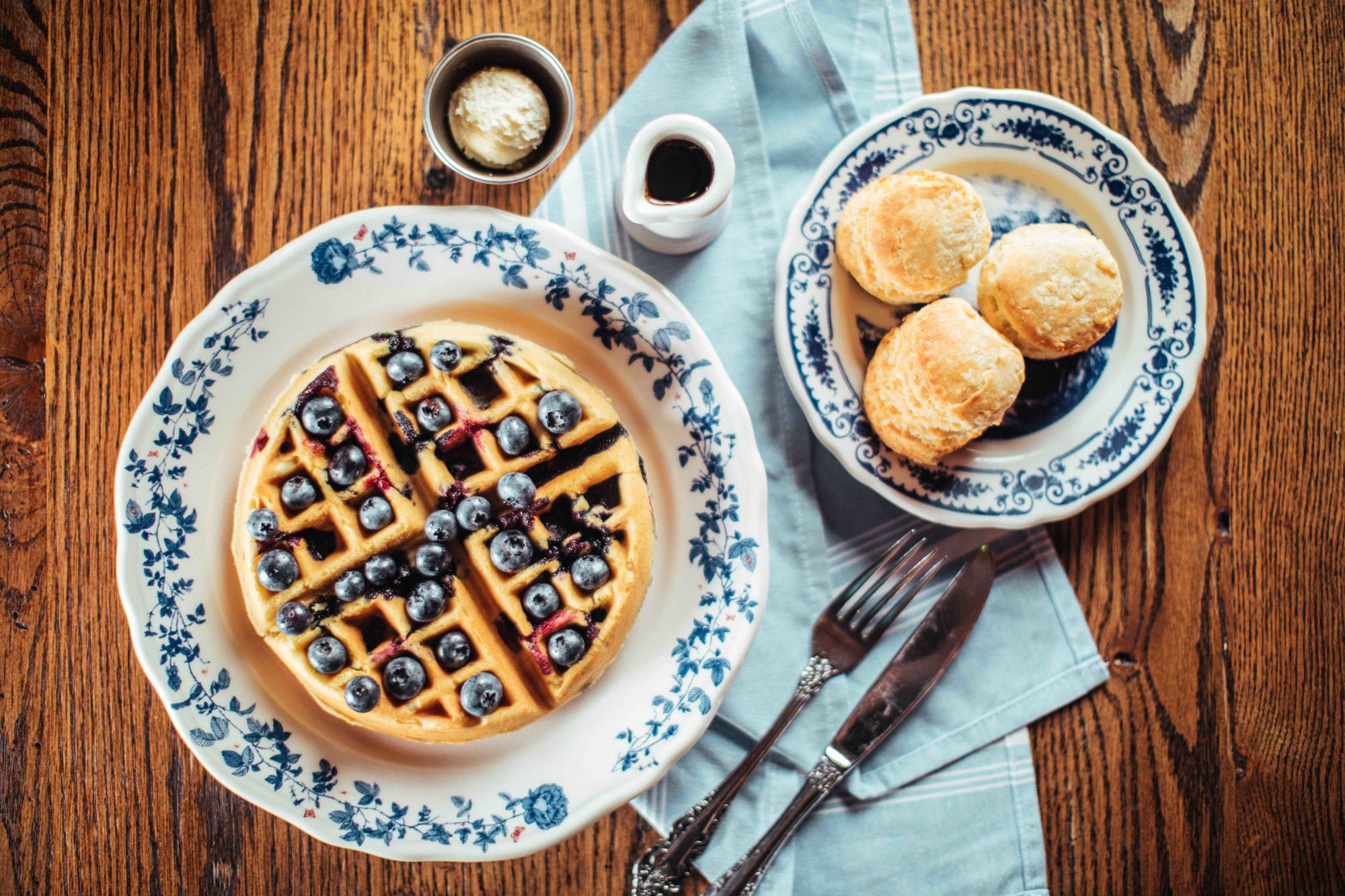 The blueberry waffle at Ida Claire