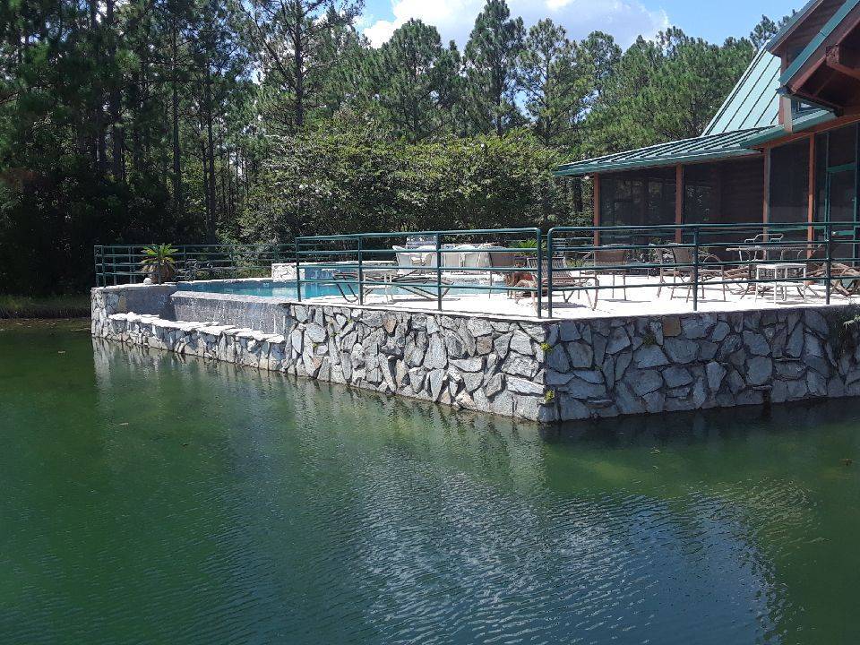 The pool area of the property's lodge that will be converted into an amenity center.