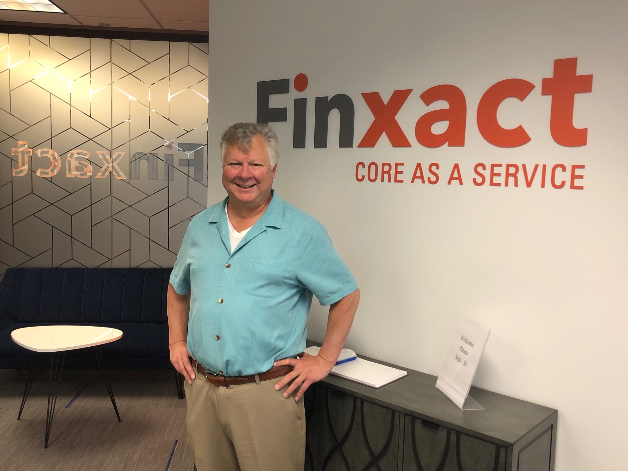Finxact CEO Frank Sanchez in his office in Riverplace Tower. Finxact  is a combination of “financial” and “exact” to reflect the precision necessary in the business.