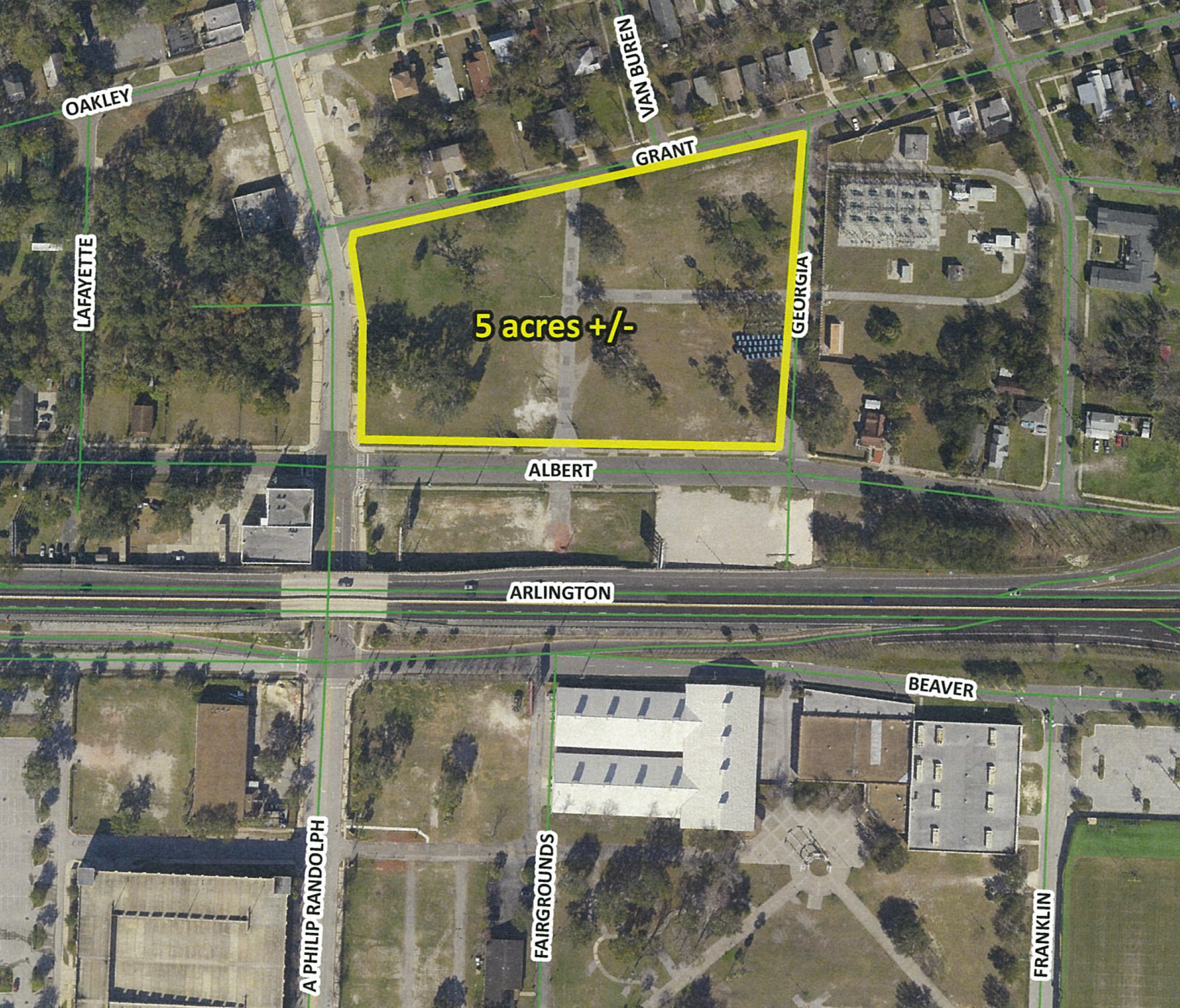The stadium is planned at A. Philip Randolph Boulevard and Grant, Albert and Georgia streets.