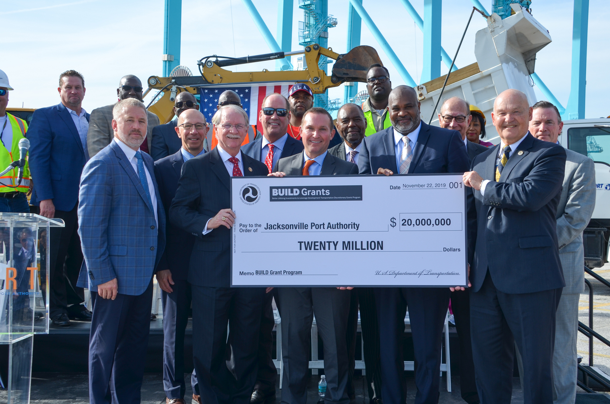 The Jacksonville Port Authority was presented with a $20 million check that will fund terminal enhancements.