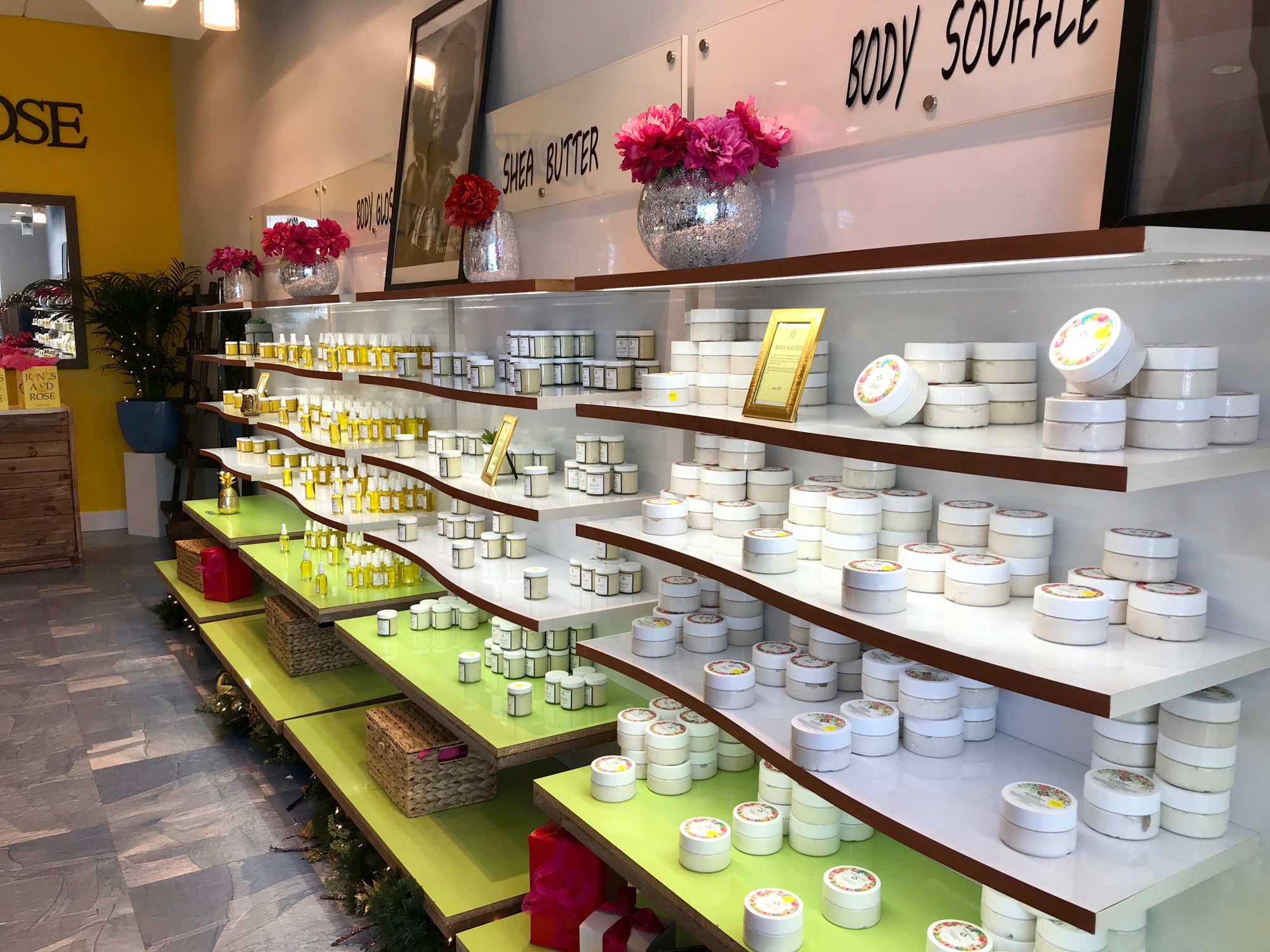 A wall of products inside the St. Johns Town Center store.