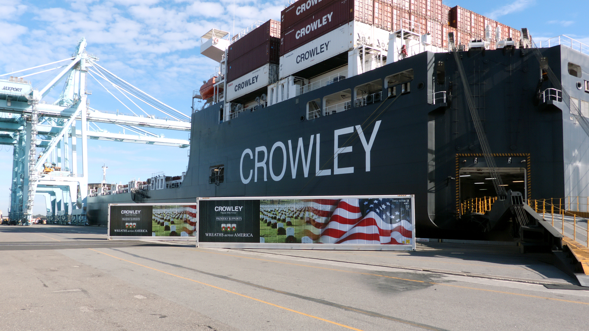 Wreaths were loaded on the Crowley ship El Coquí leaving for San Juan, Puerto Rico, on Dec. 6.