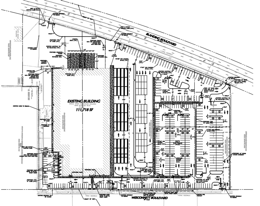 The site plan for the Amazon delivery center.