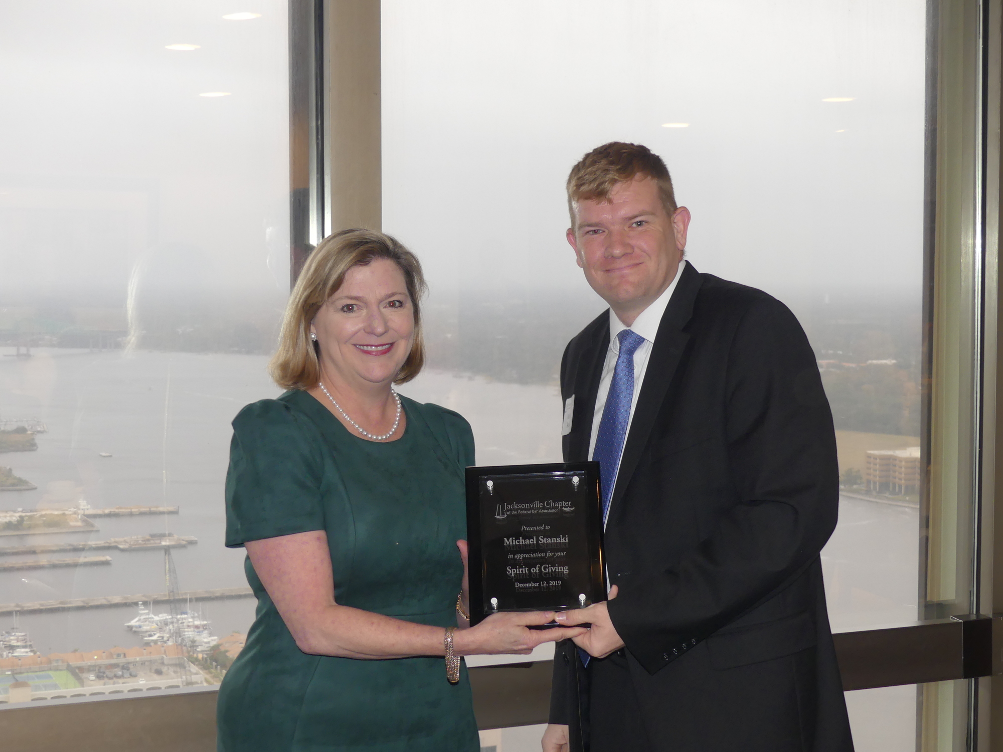 Michael Stanski receives his award for volunteerism.