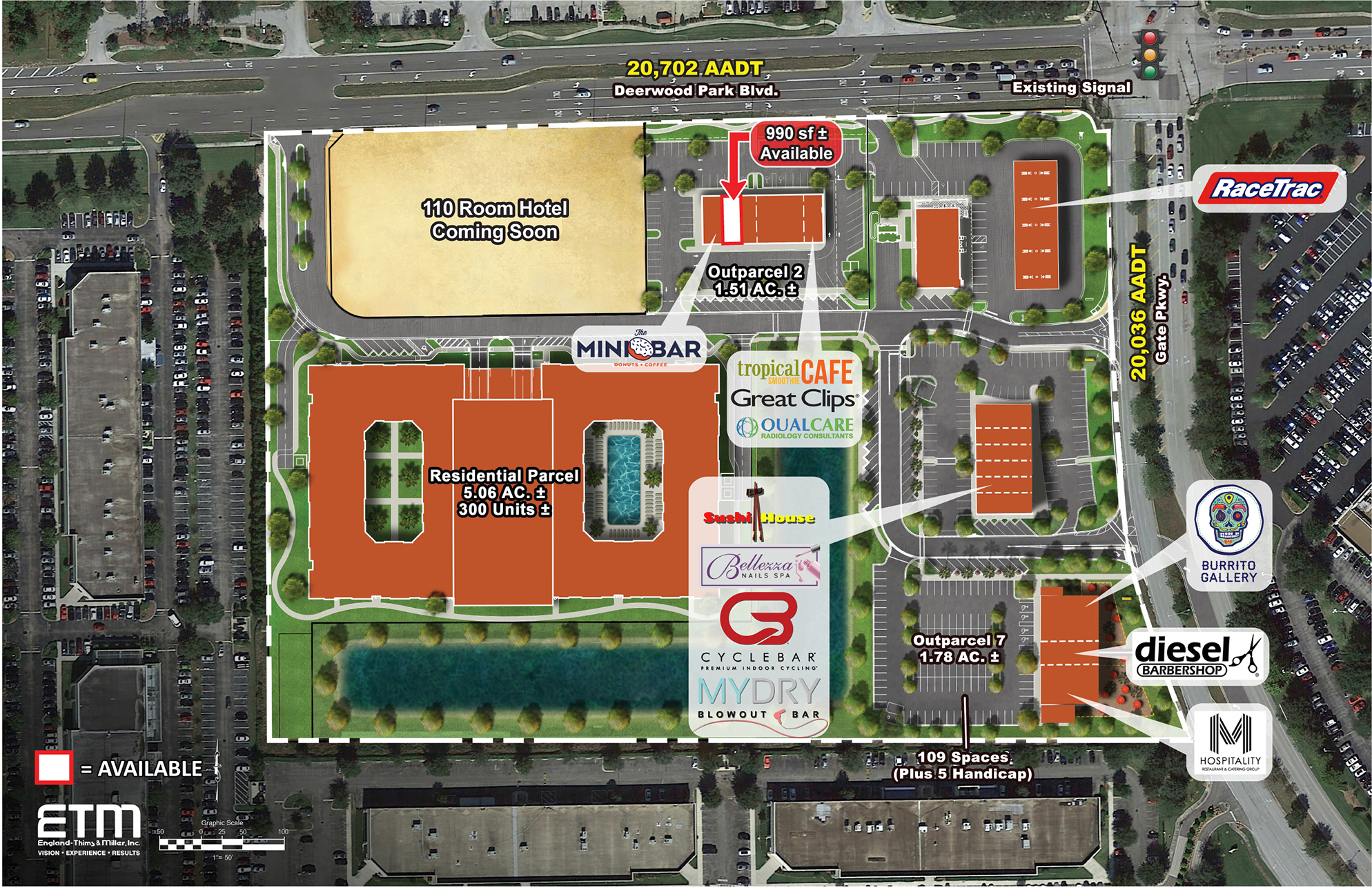 A map of the Gateway Village at Town Center.