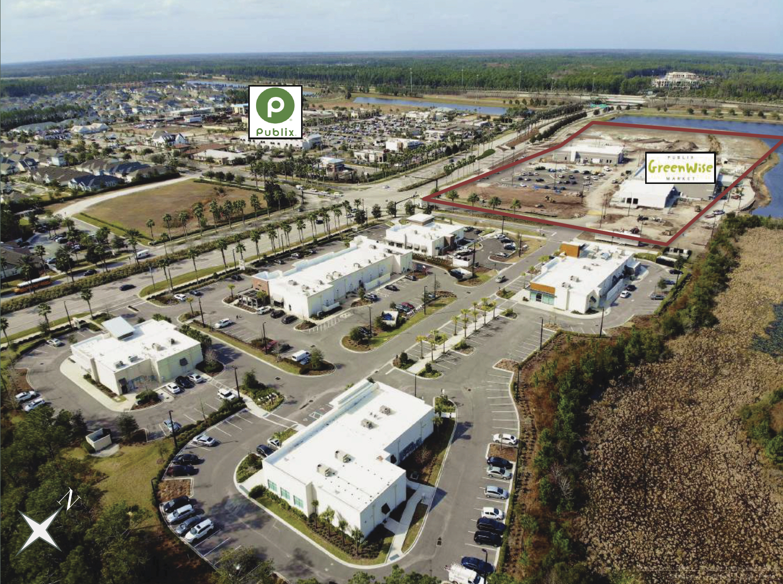 An aerial view of the Nocatee Town Center expansion area.