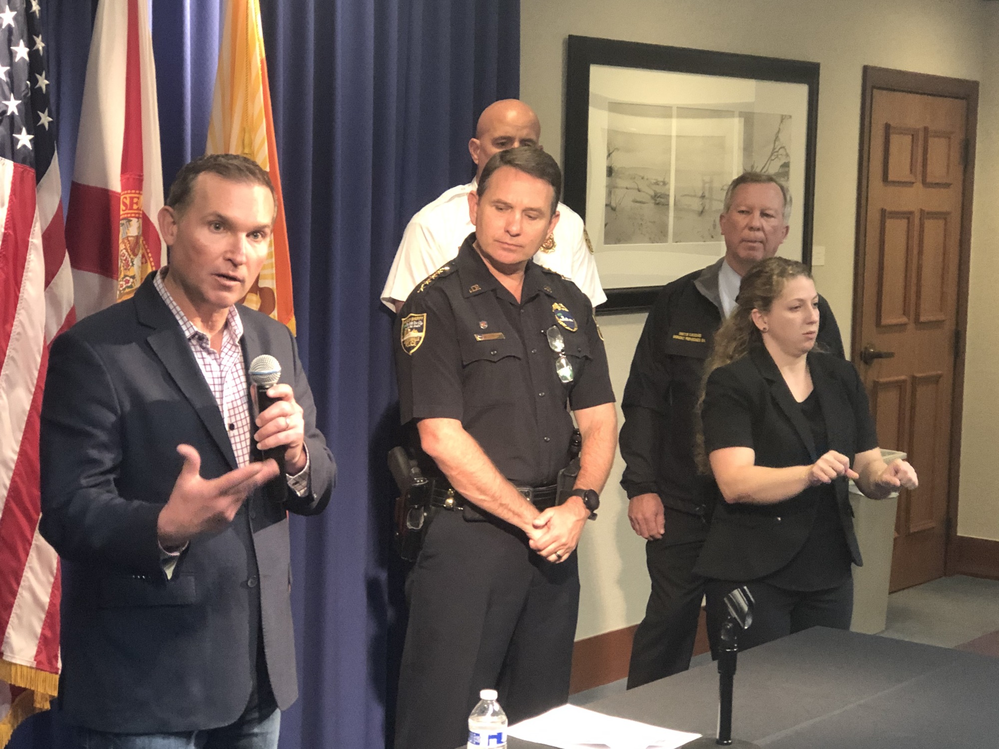 Mayor Lenny Curry and Jacksonville Sheriff Mike Williams. Williams said there could be civil penalties for establishments found in violation of the new restrictions.