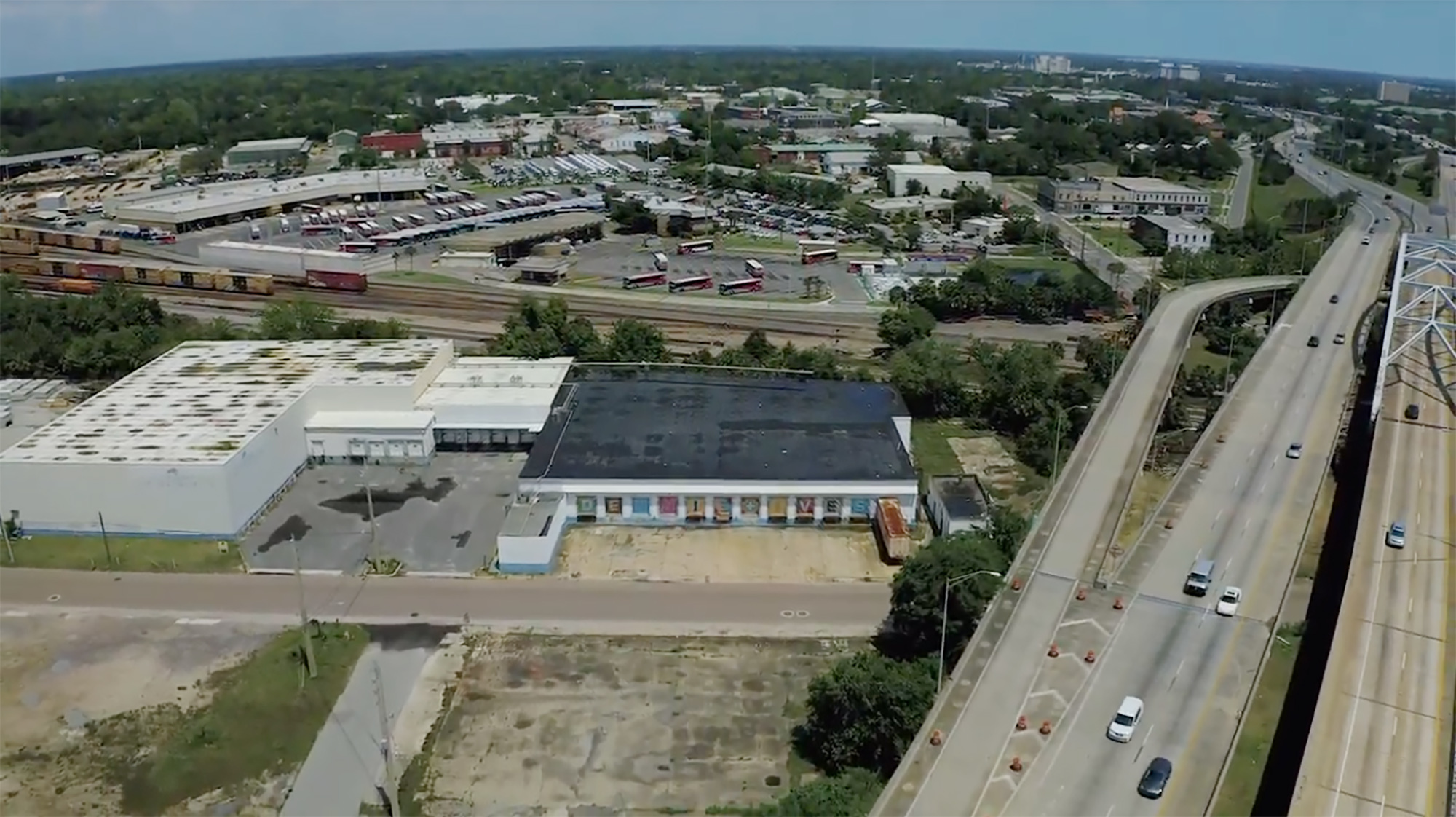 An aerial view of the property.