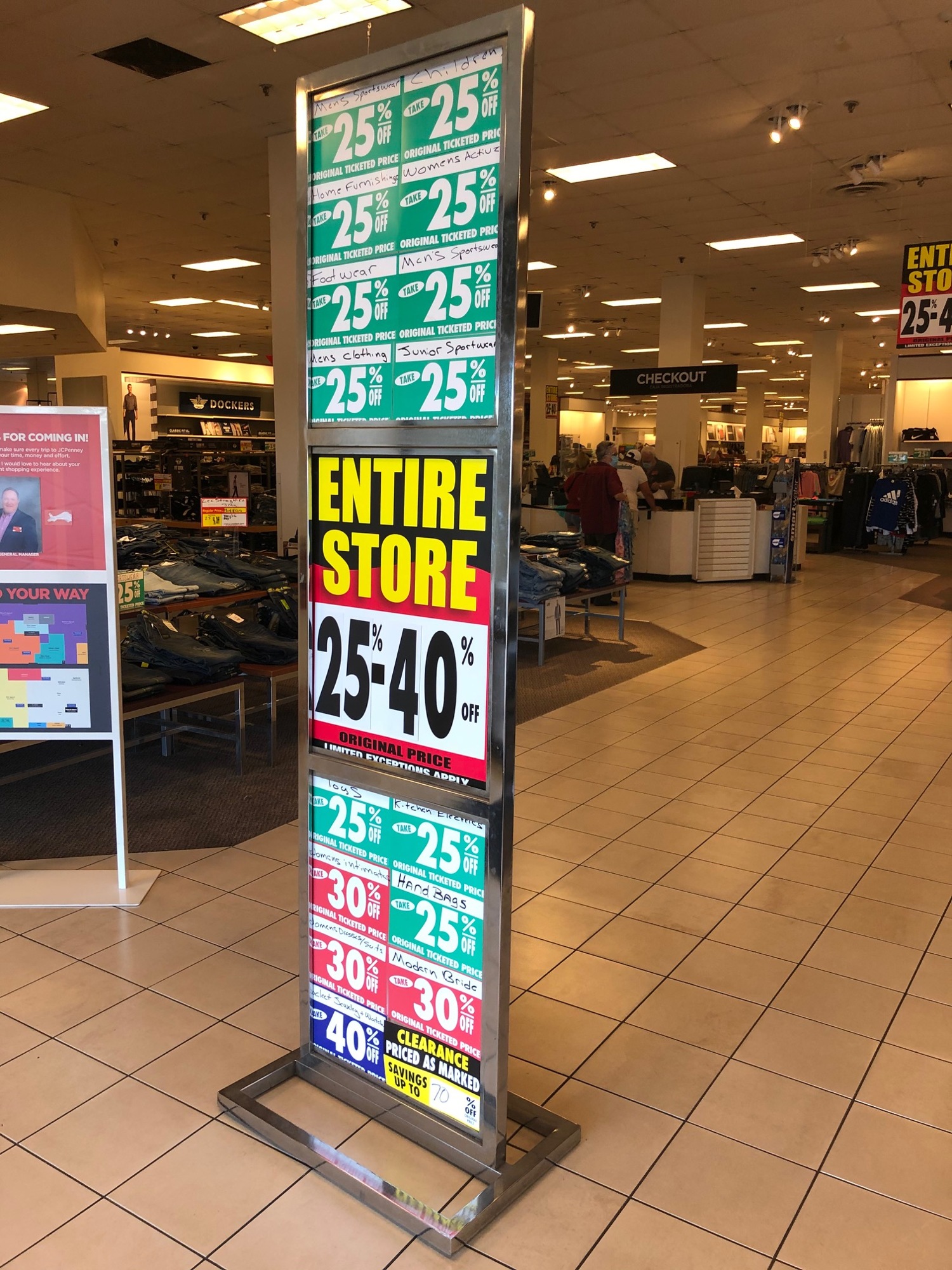 A clearance sign greets J.C. Penney customers at the mall entrance.